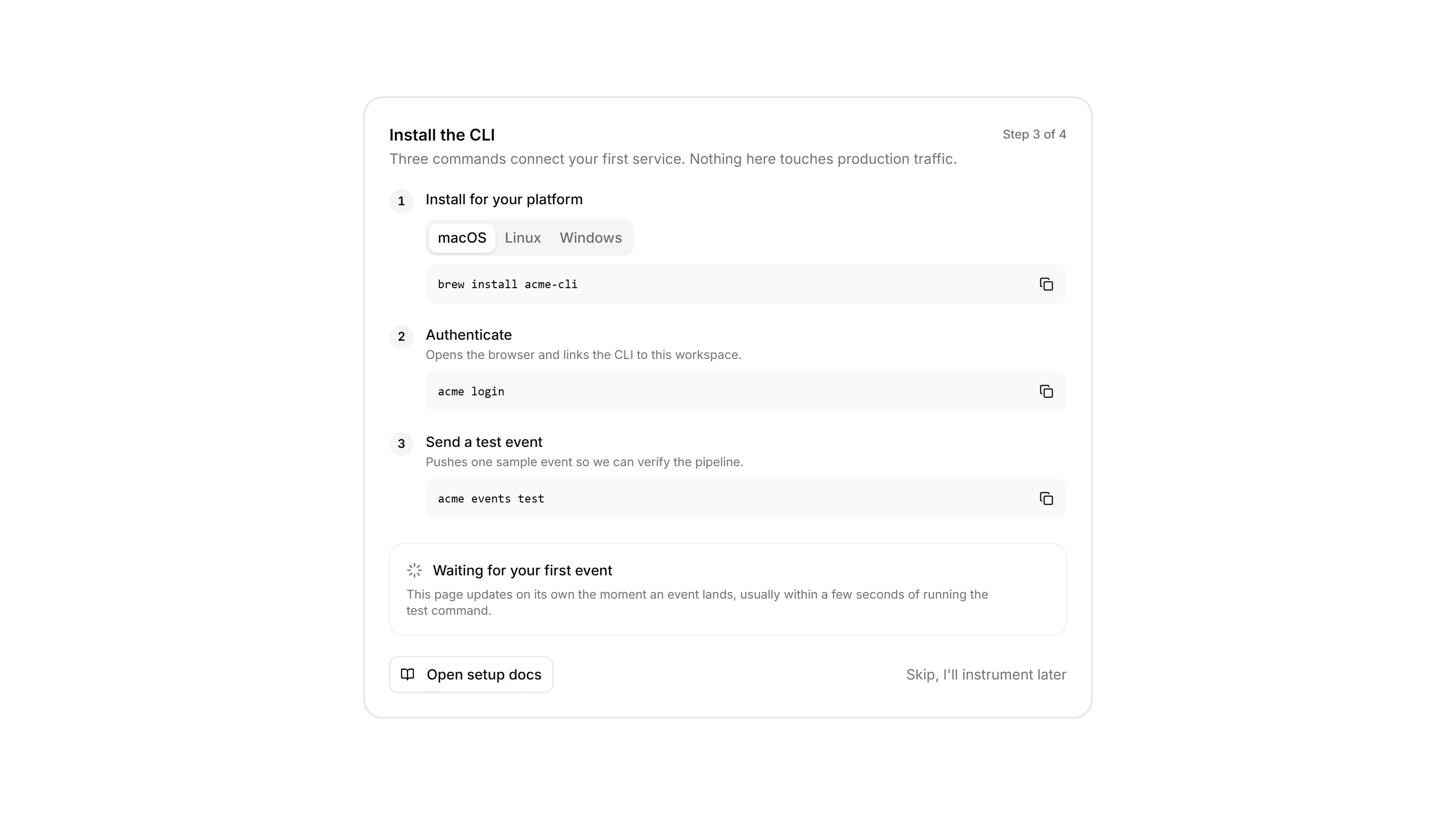 Application Onboarding: Install CLI Step