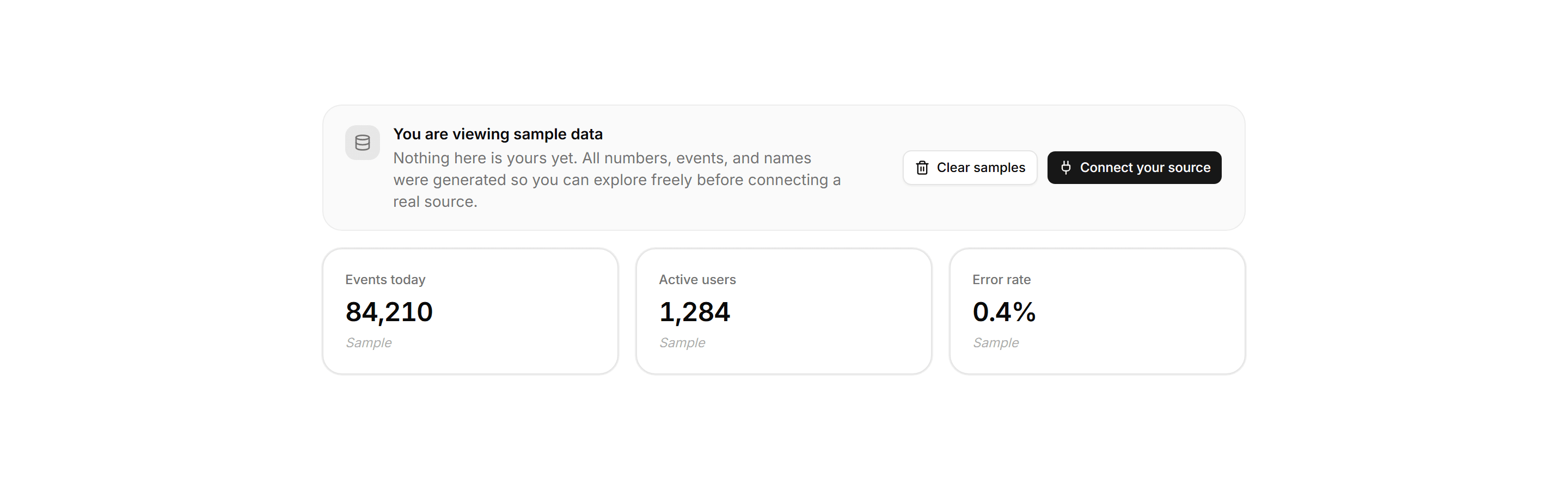 Application Onboarding: Sample Data Banner