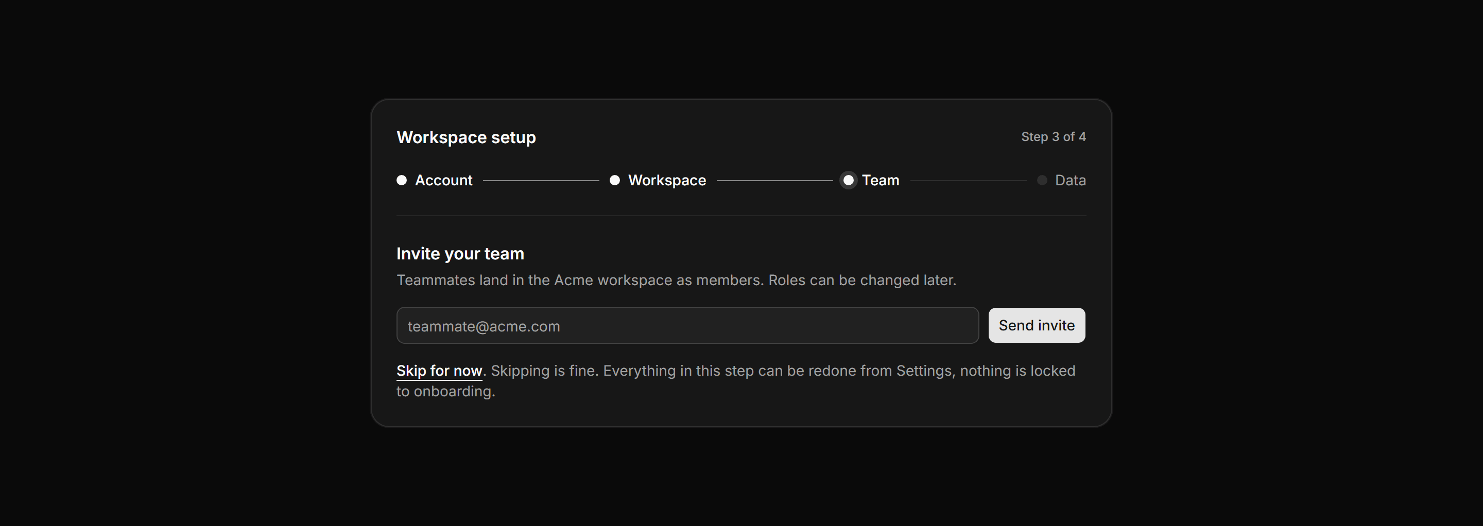 Application Onboarding: Setup Progress Stepper