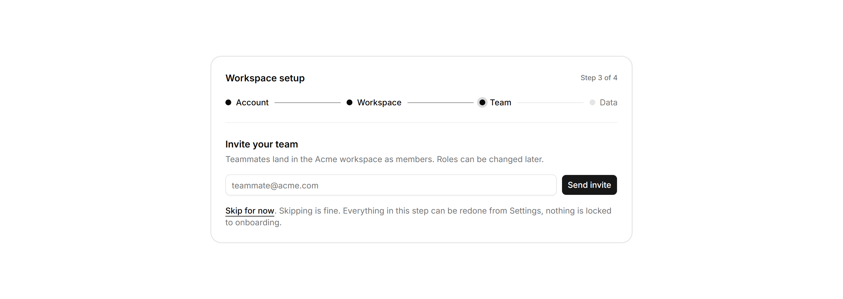 Application Onboarding: Setup Progress Stepper