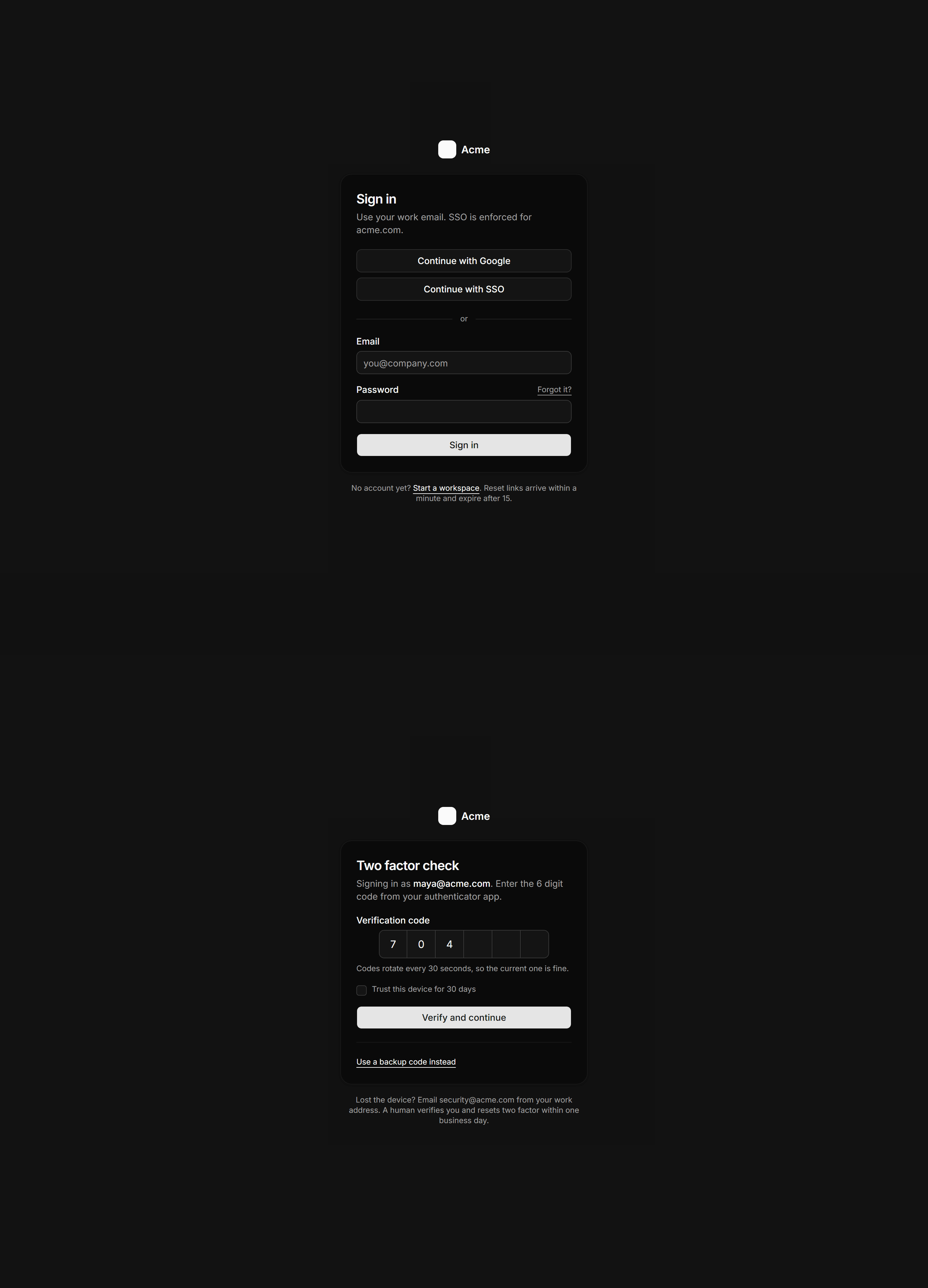 Application Prebuilt Page: Auth Flow Page