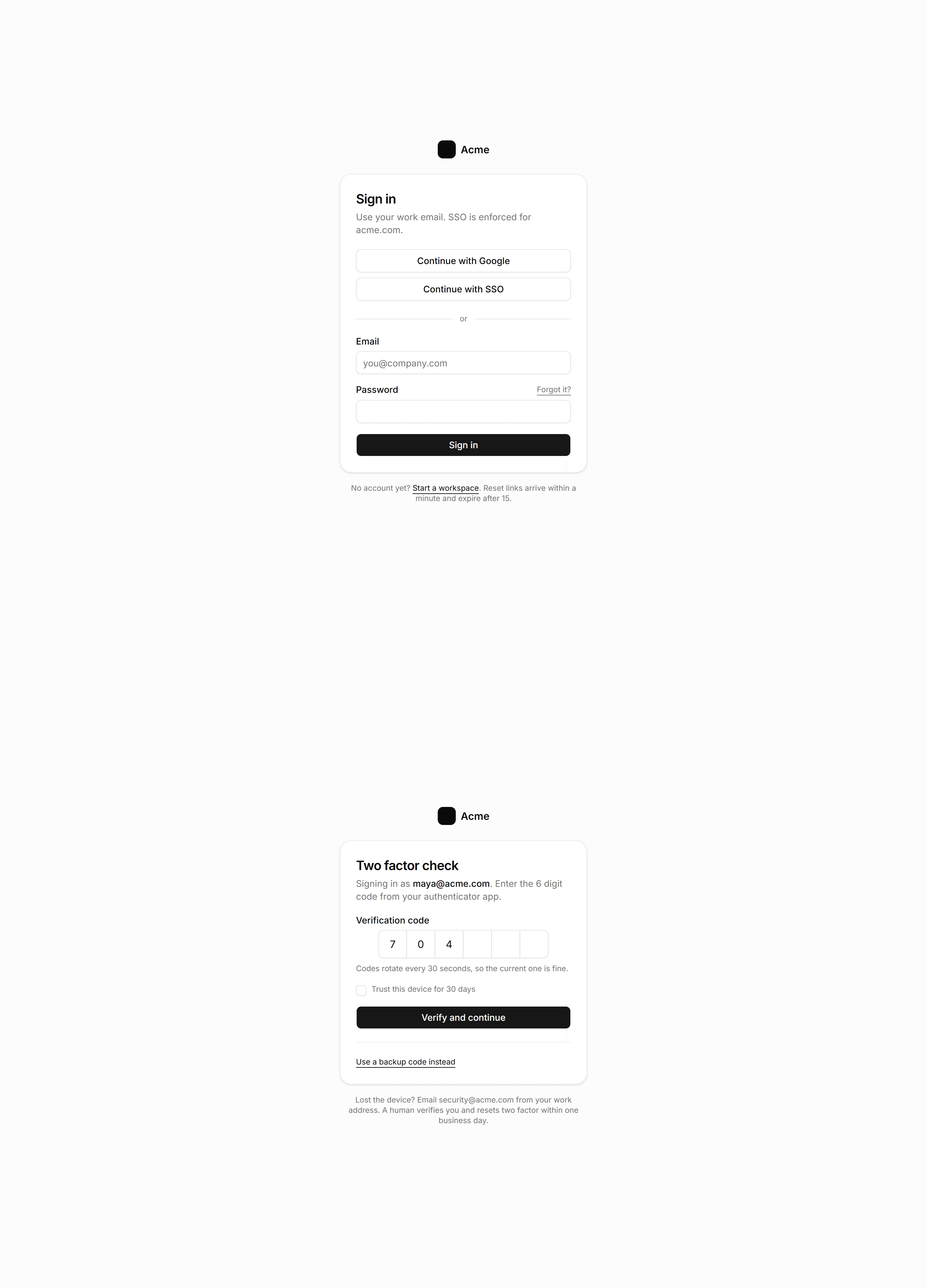 Application Prebuilt Page: Auth Flow Page