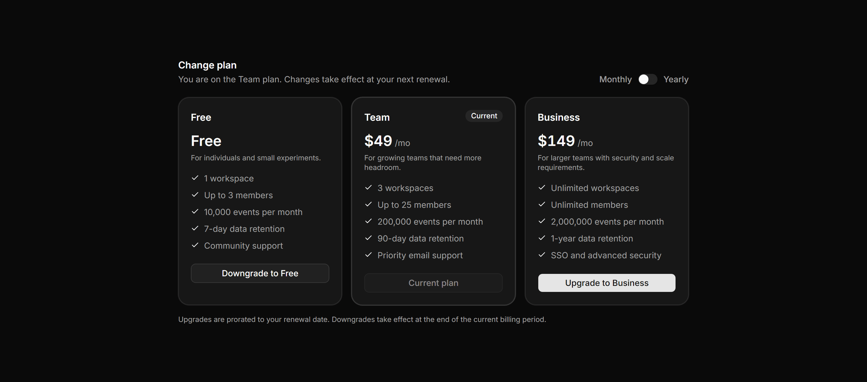 Application Pricing and Plan: Plan Picker Cards