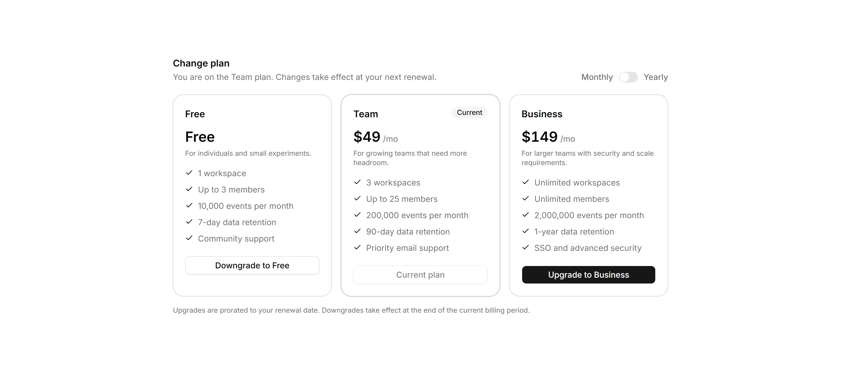 Application Pricing and Plan: Plan Picker Cards