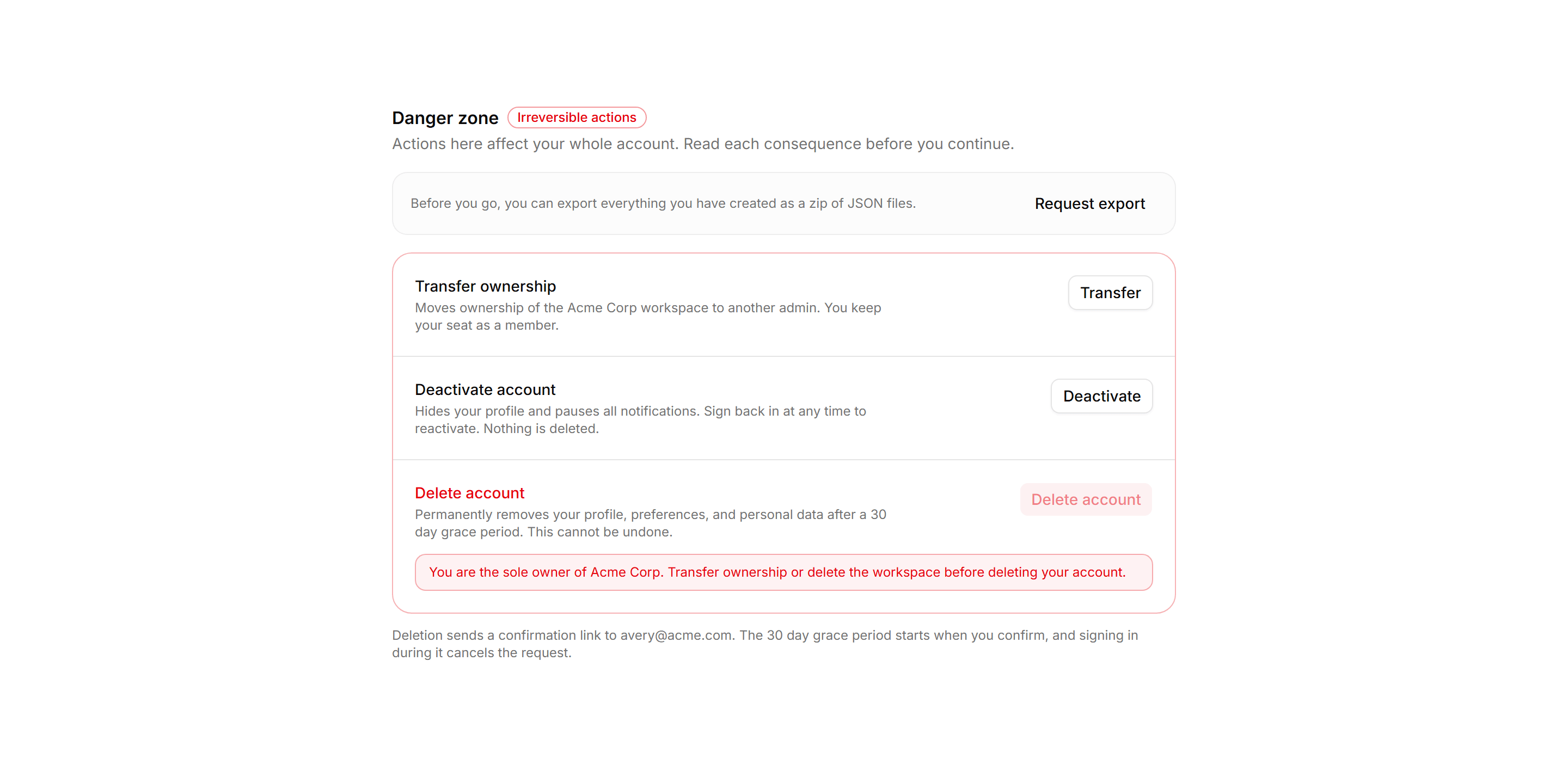 Application Profile and Account: Danger Zone Card