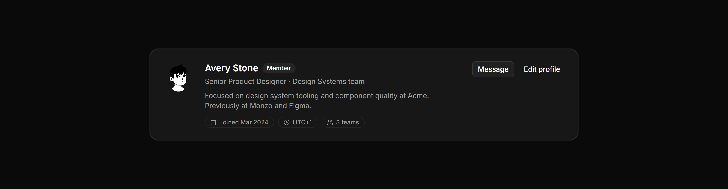 Application Profile and Account: Profile Header