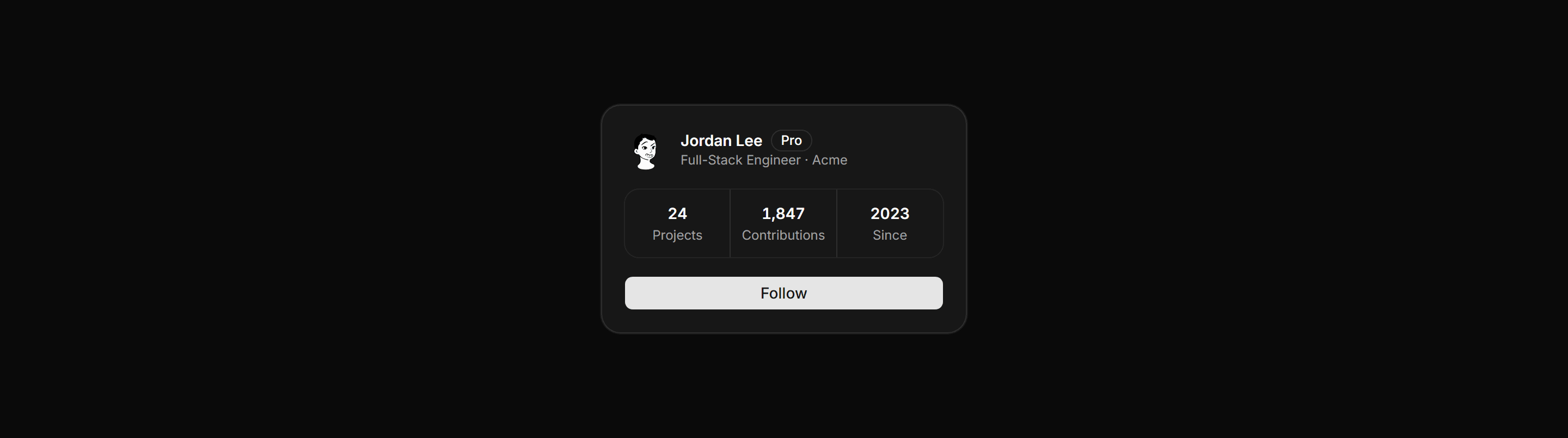Application Profile and Account: Public Profile Card