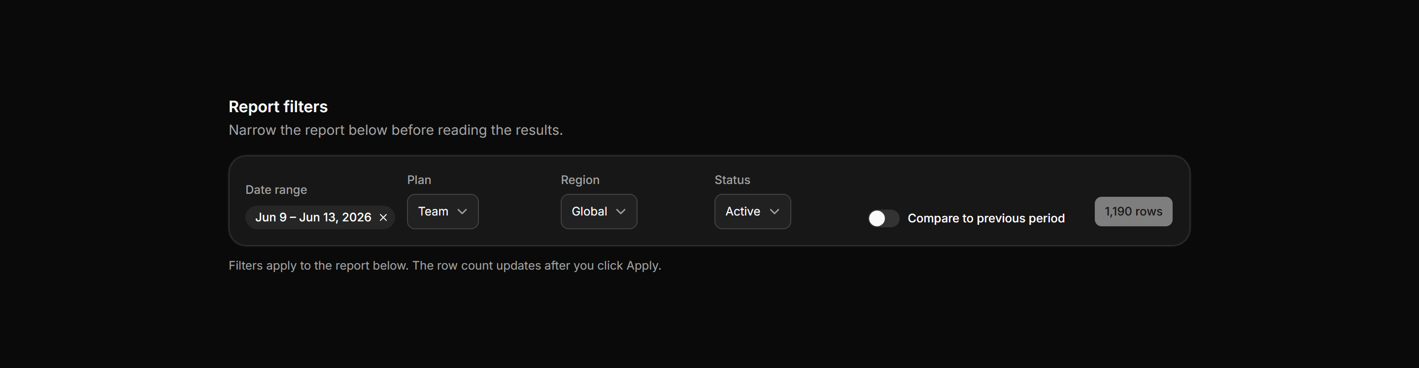 Application Report: Report Filters Bar