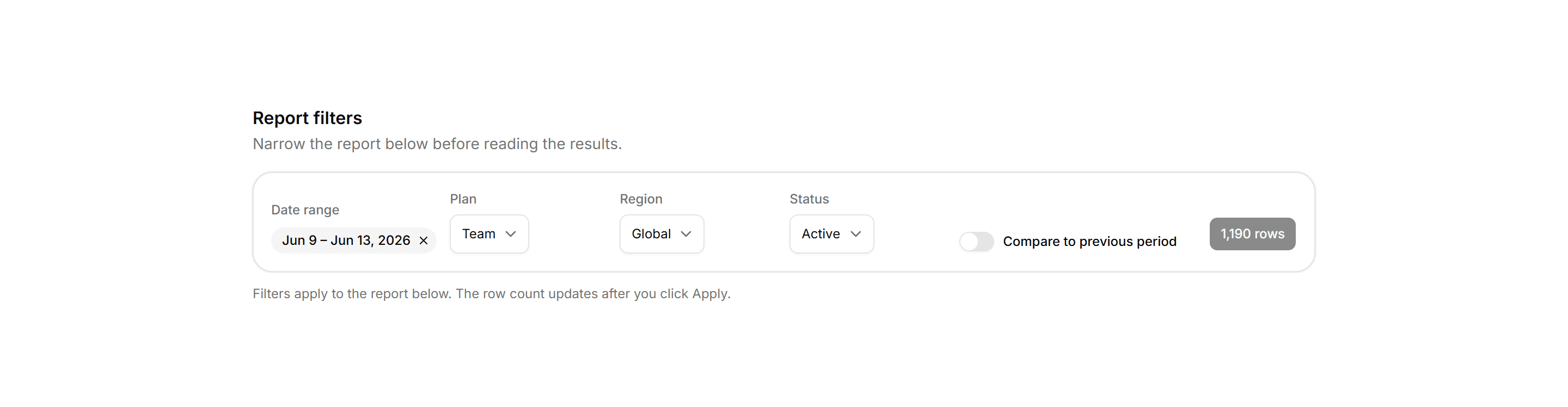 Application Report: Report Filters Bar
