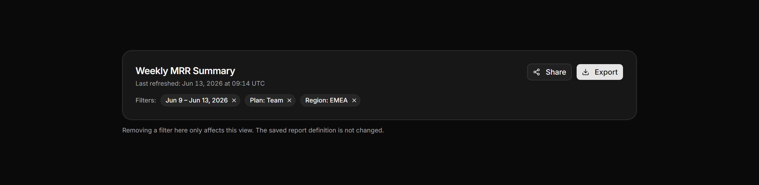 Application Report: Report Summary Header