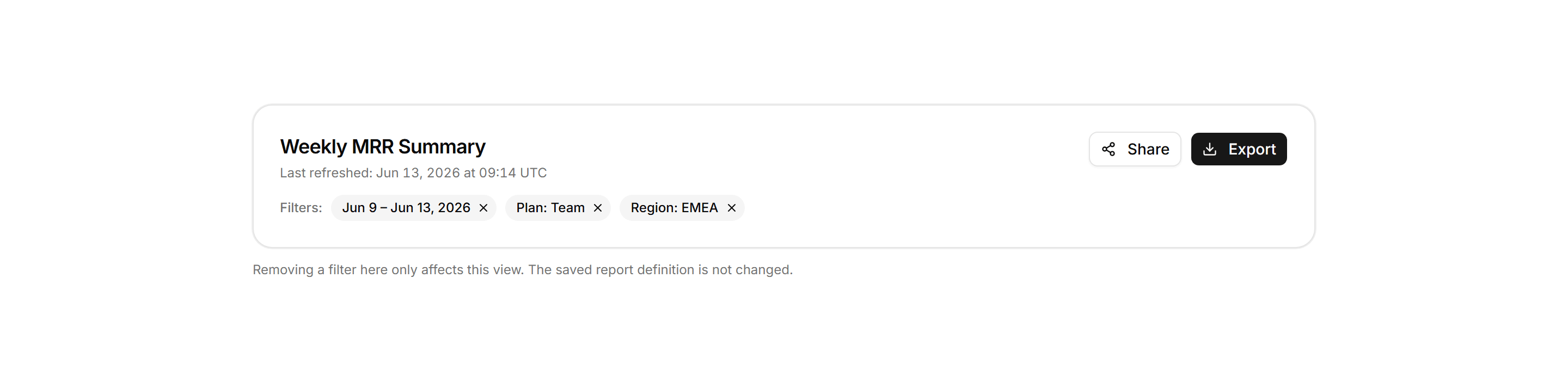 Application Report: Report Summary Header
