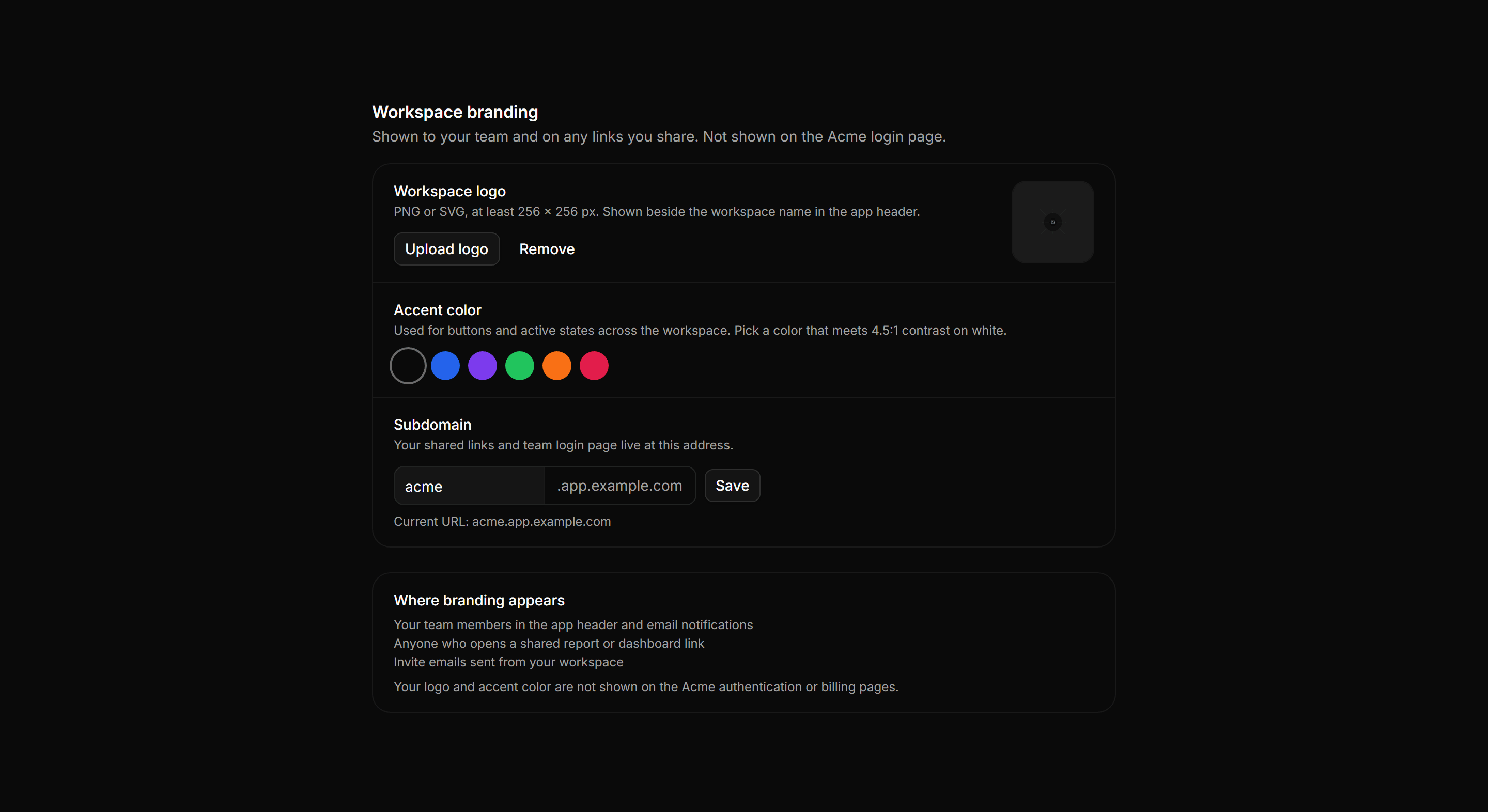Application Setting: Branding Settings
