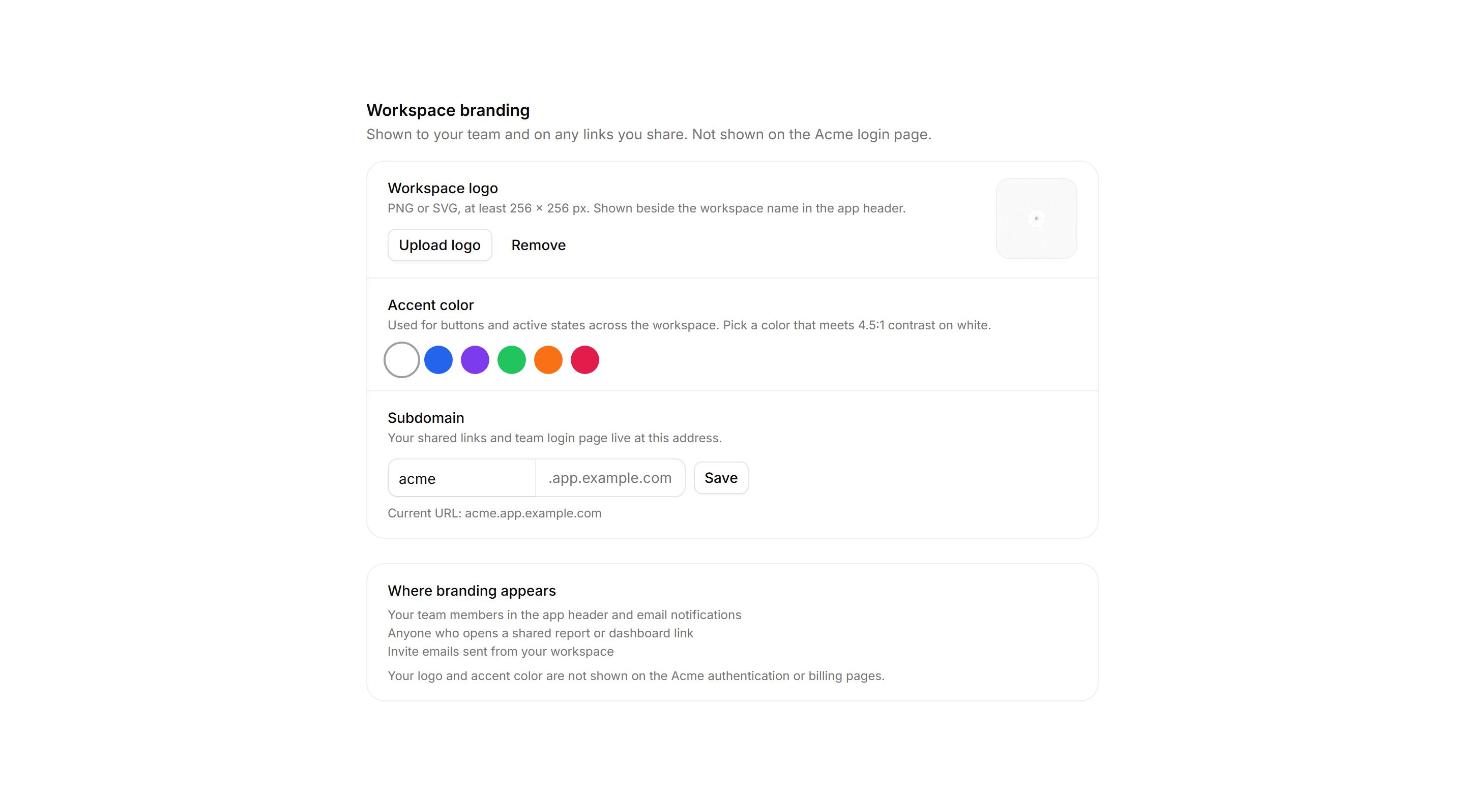 Application Setting: Branding Settings