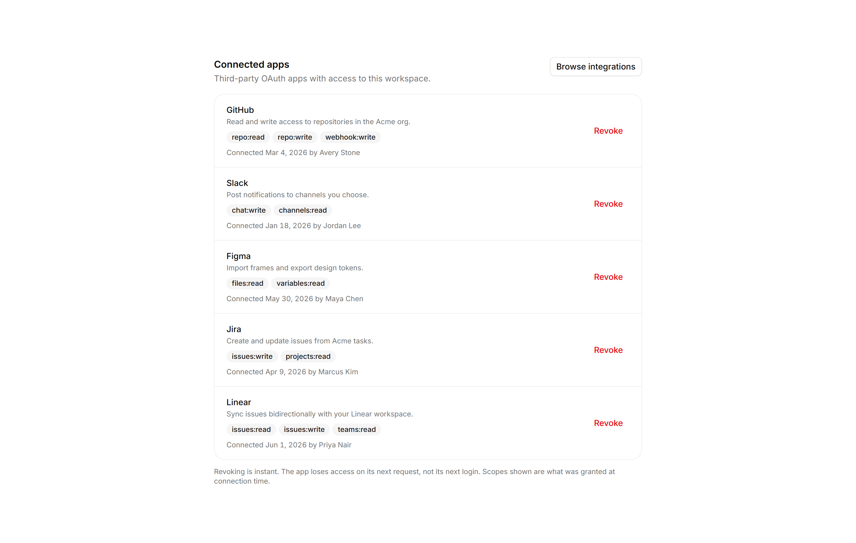 Application Setting: Connected Apps Settings