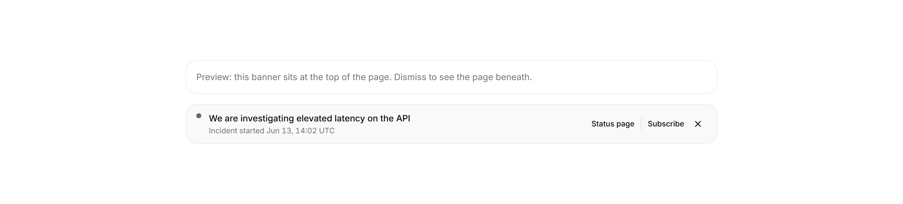Application Status and Health: Incident Banner
