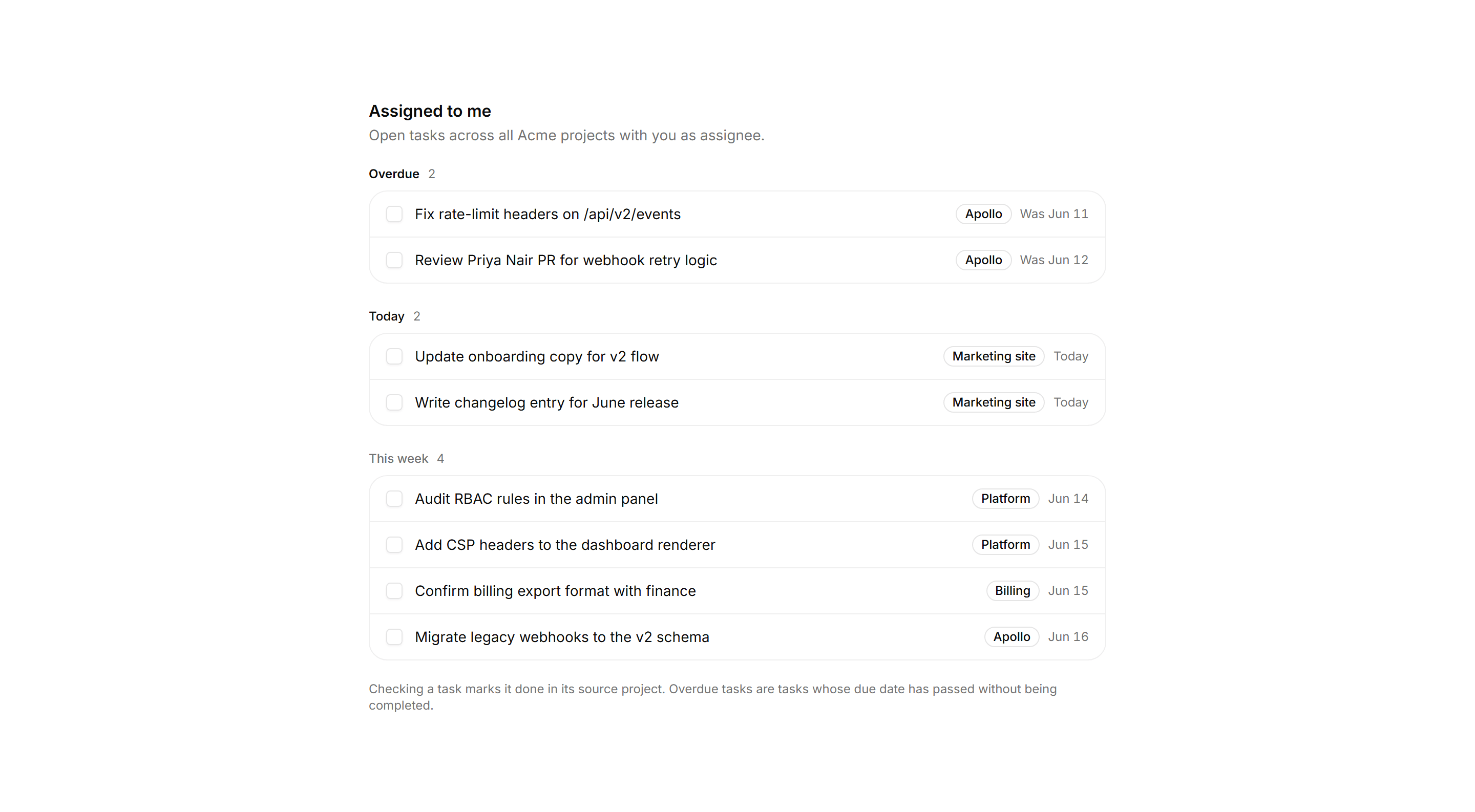 Application Tasks and Todo: Assigned To Me List