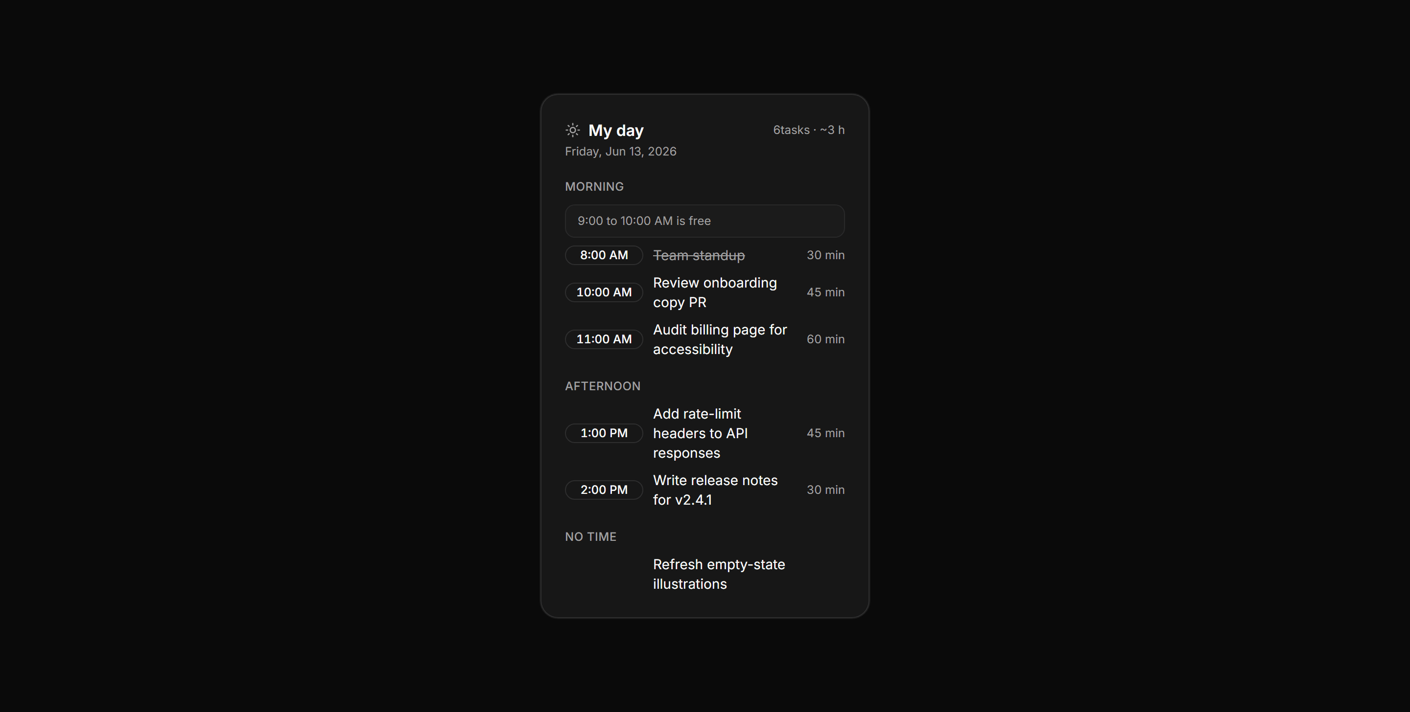 Application Tasks and Todo: My Day Panel