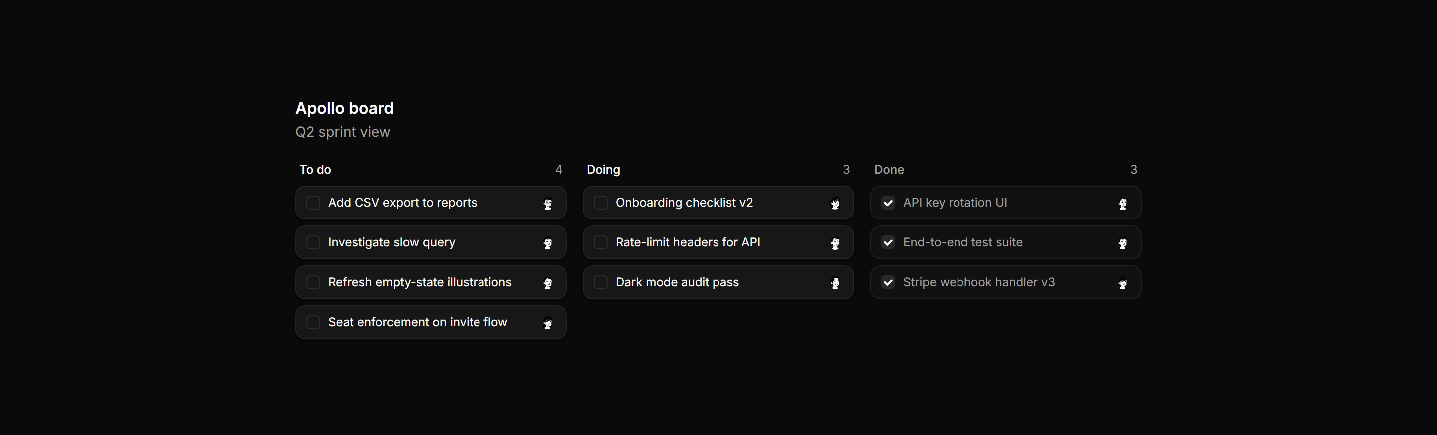Application Tasks and Todo: Task Board Compact