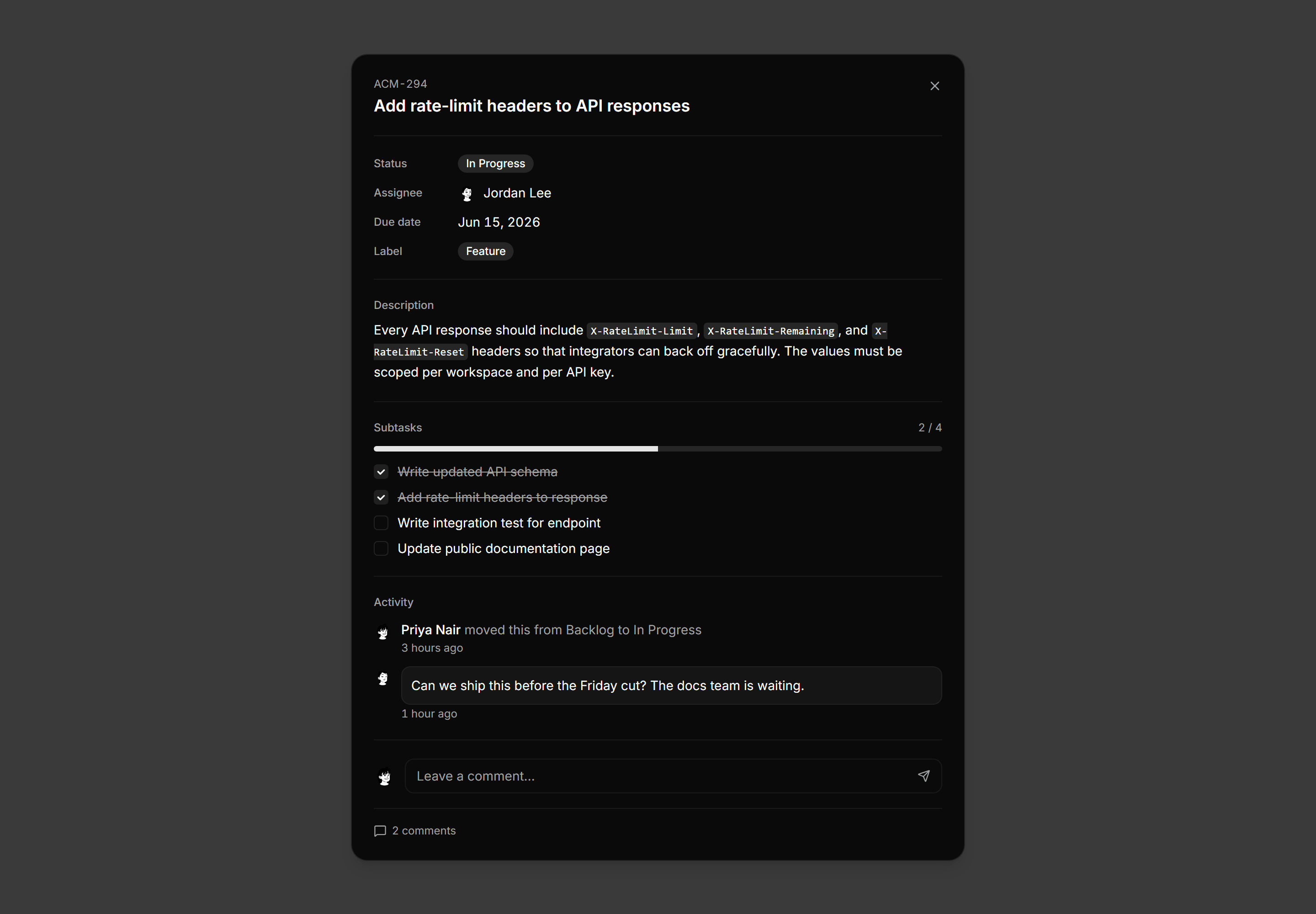 Application Tasks and Todo: Task Detail Blueprint