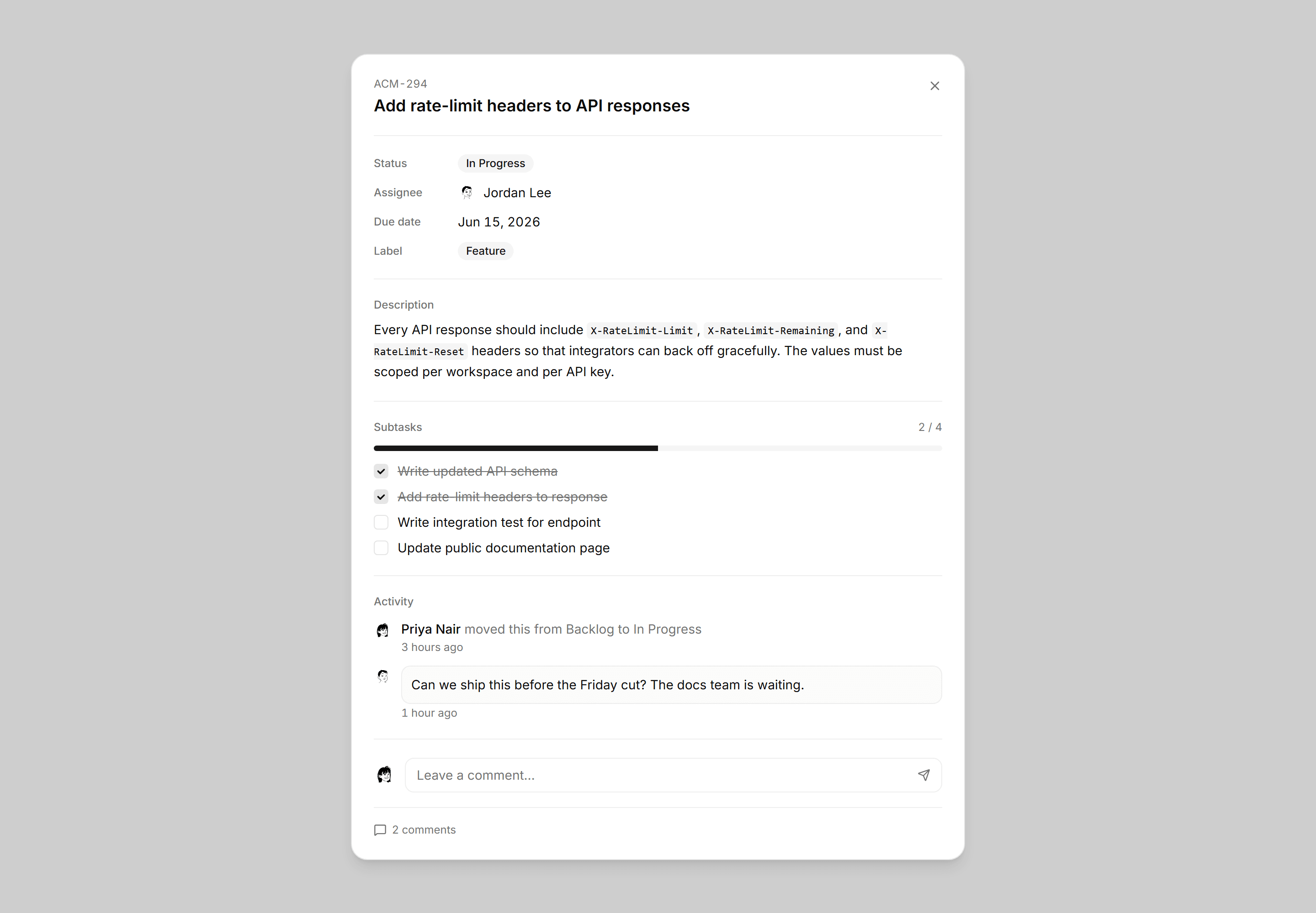 Application Tasks and Todo: Task Detail Blueprint