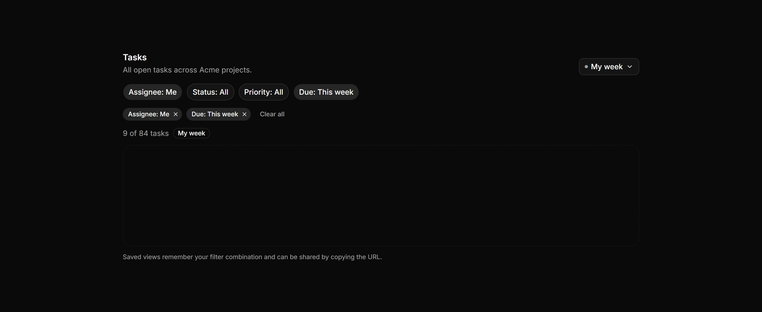Application Tasks and Todo: Task Filters Bar
