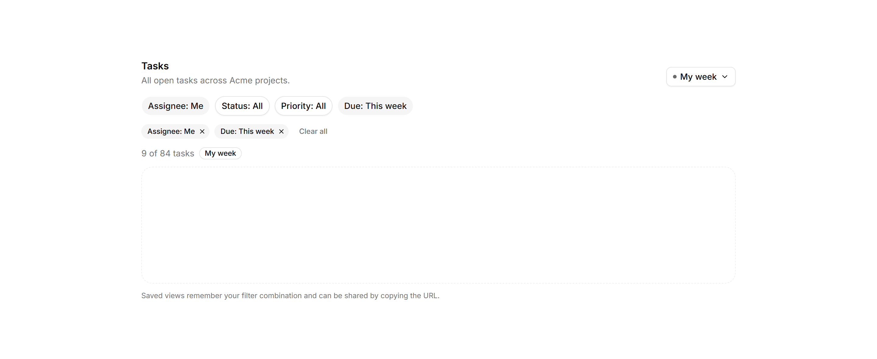Application Tasks and Todo: Task Filters Bar