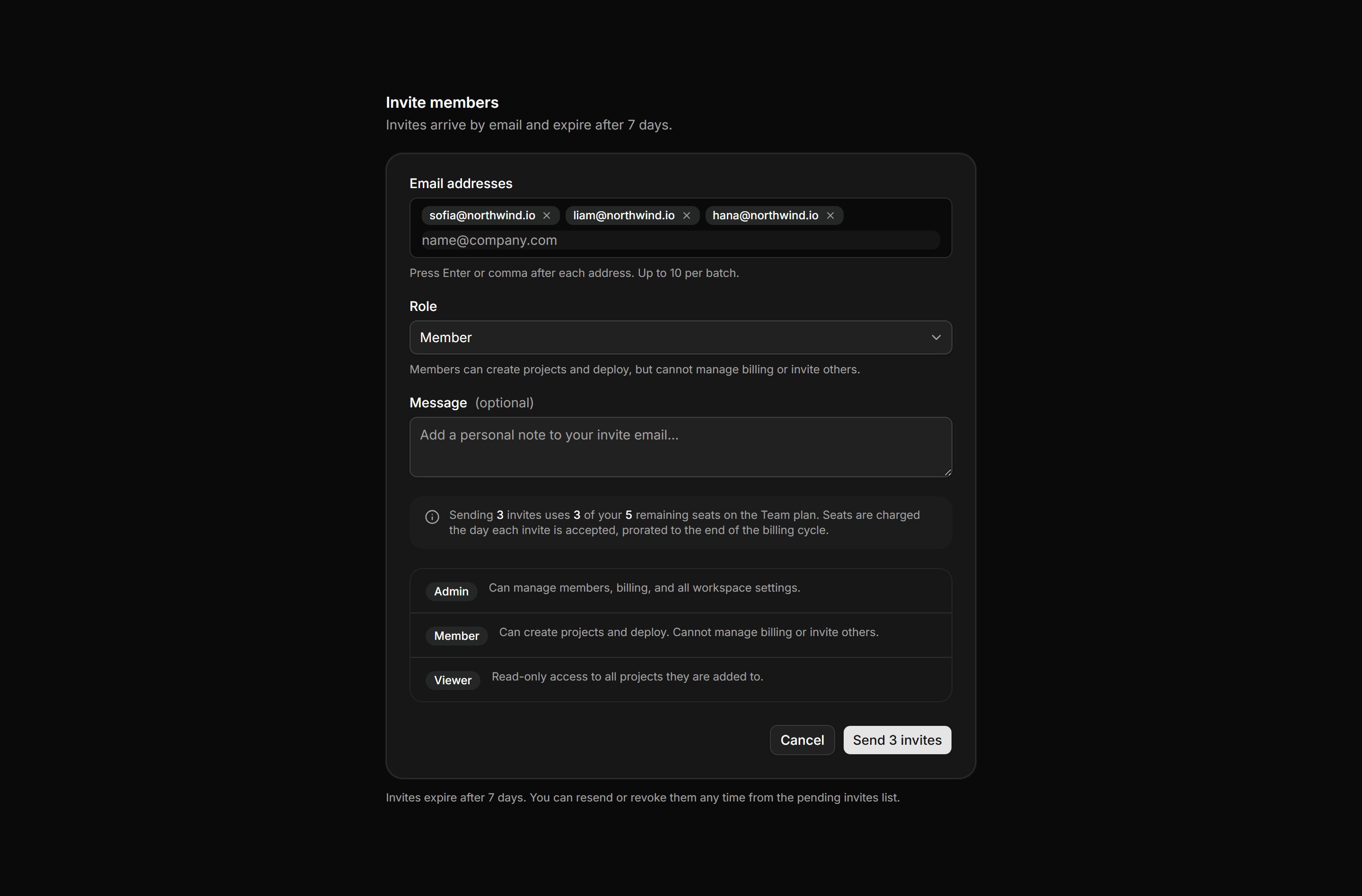Application Teams and Org: Invite Members Form