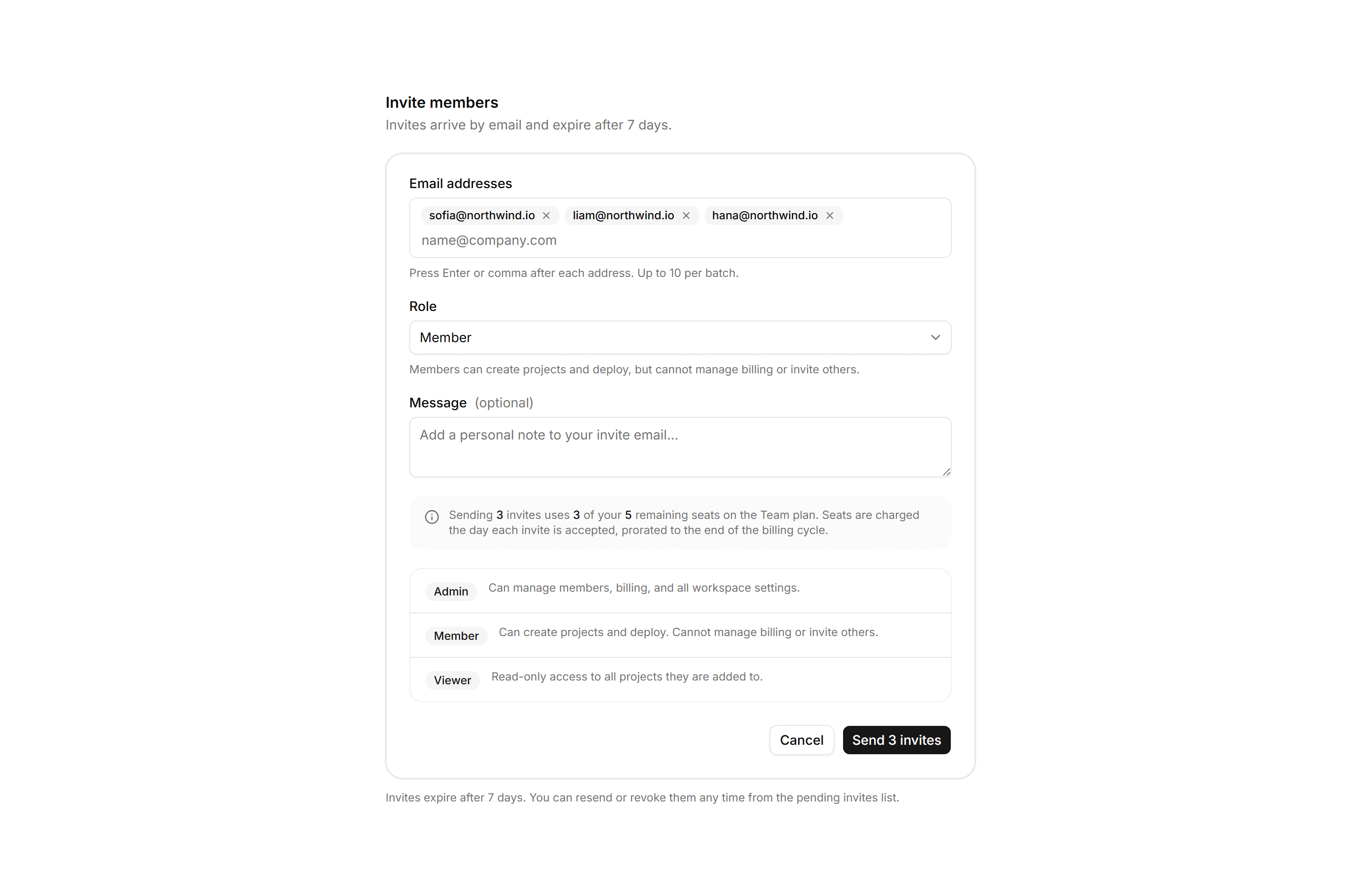 Application Teams and Org: Invite Members Form