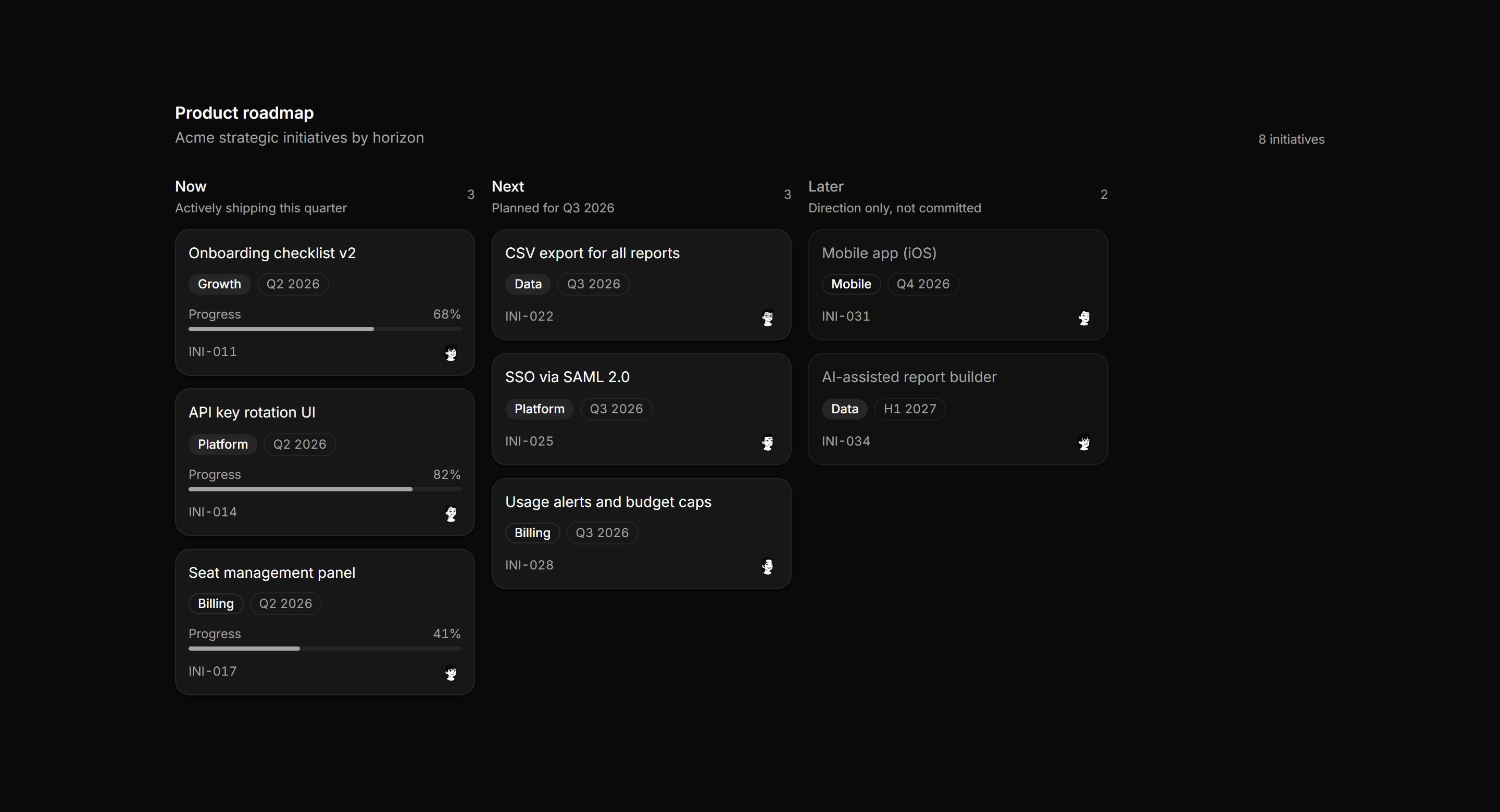 Application Timeline and Roadmap: Roadmap Board