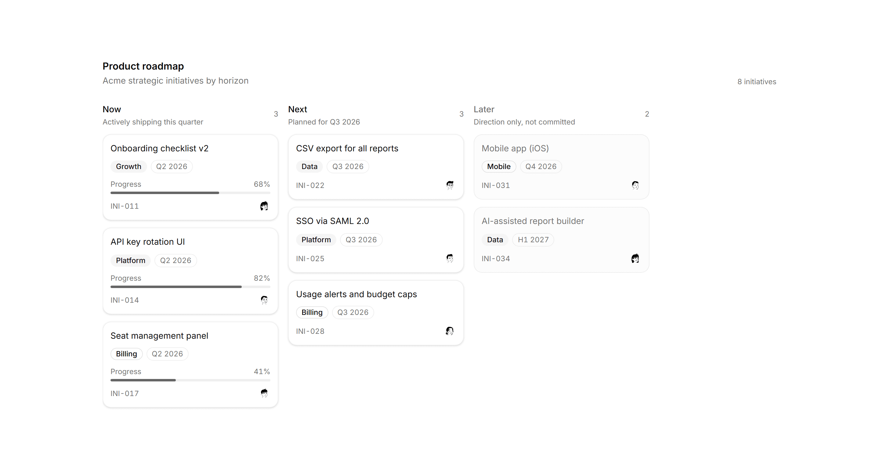 Application Timeline and Roadmap: Roadmap Board