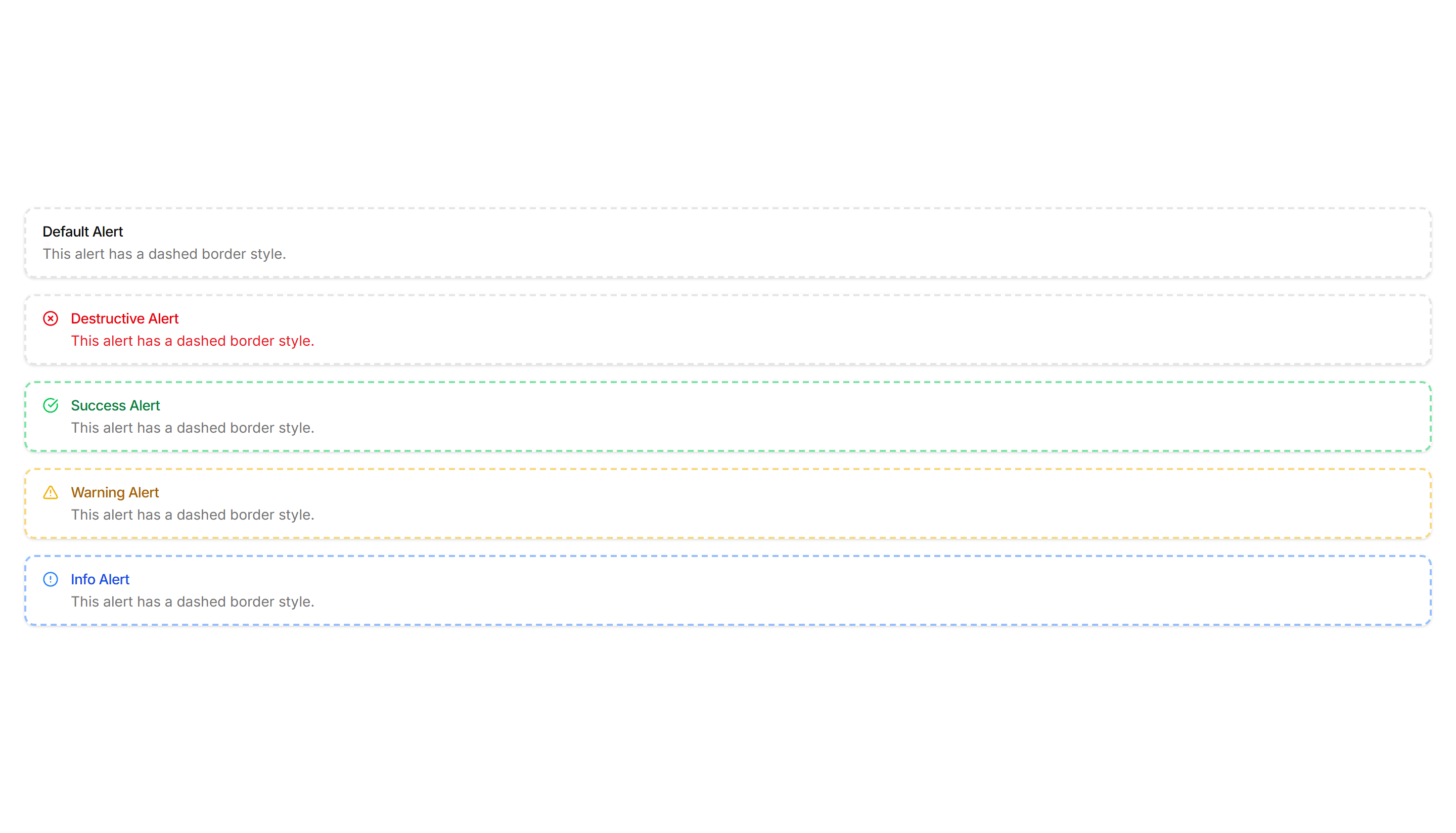 Components Alert: Dashed Border Alerts