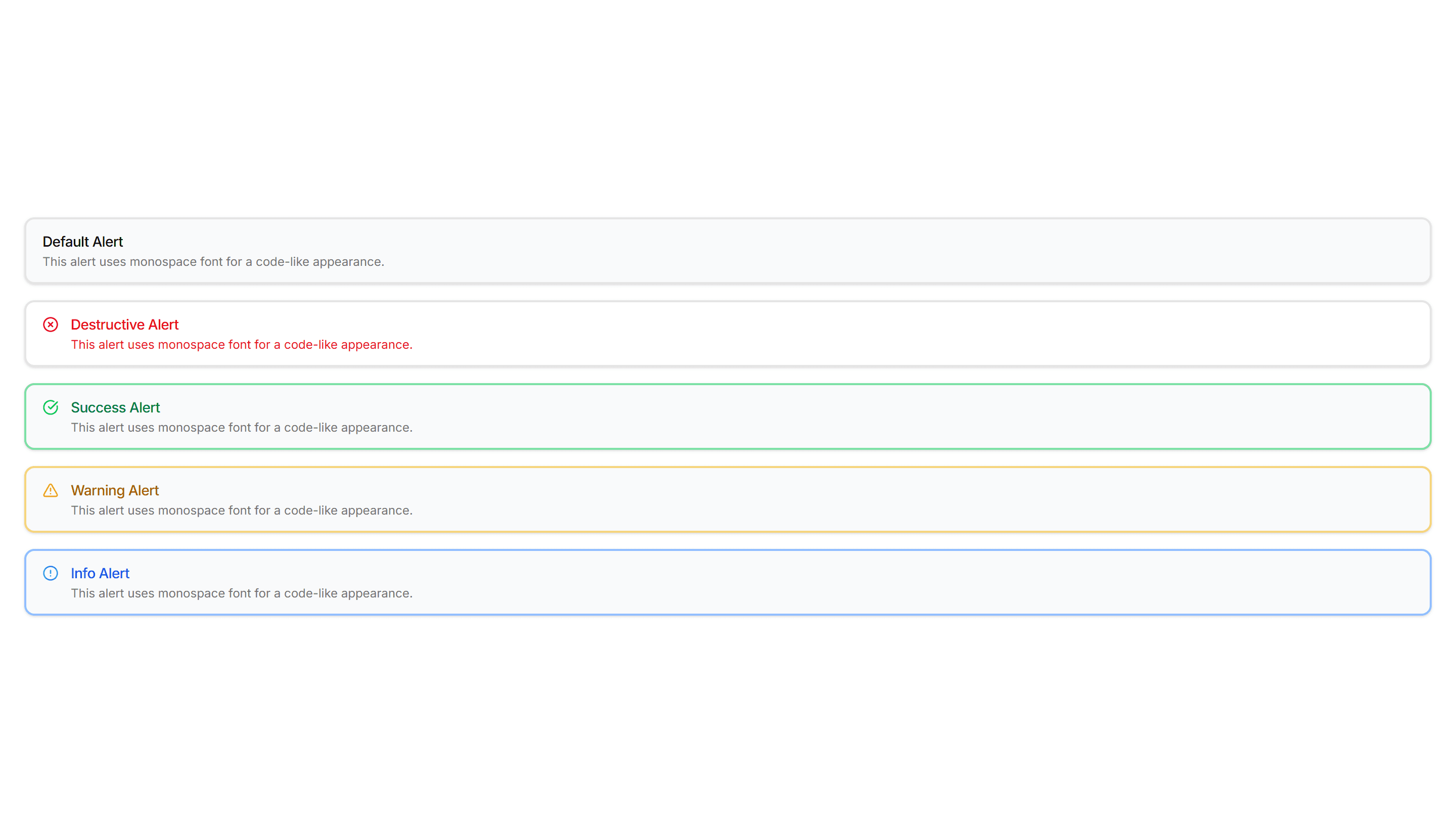 Components Alert: Monospace Alerts