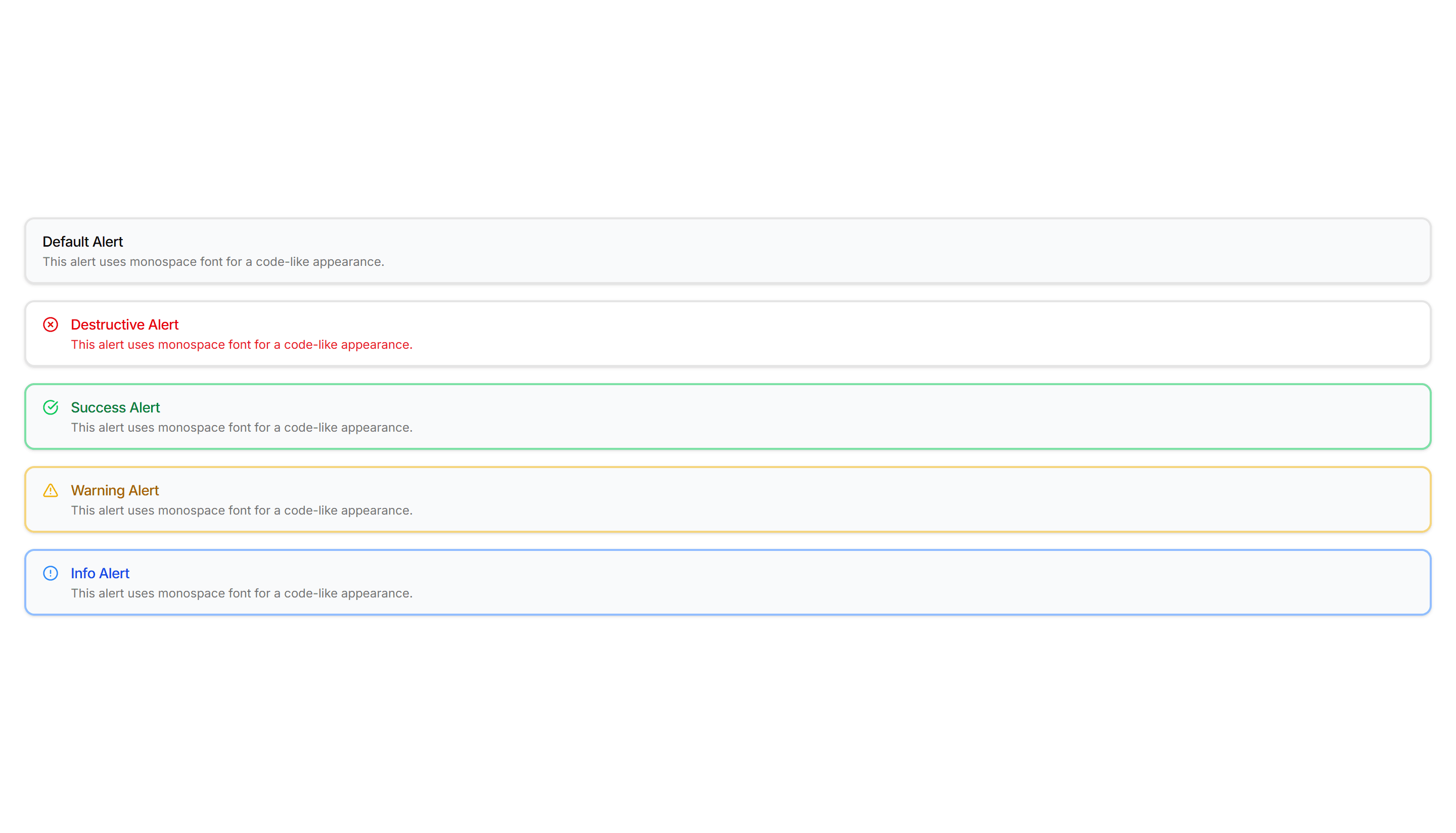 Components Alert: Monospace Alerts