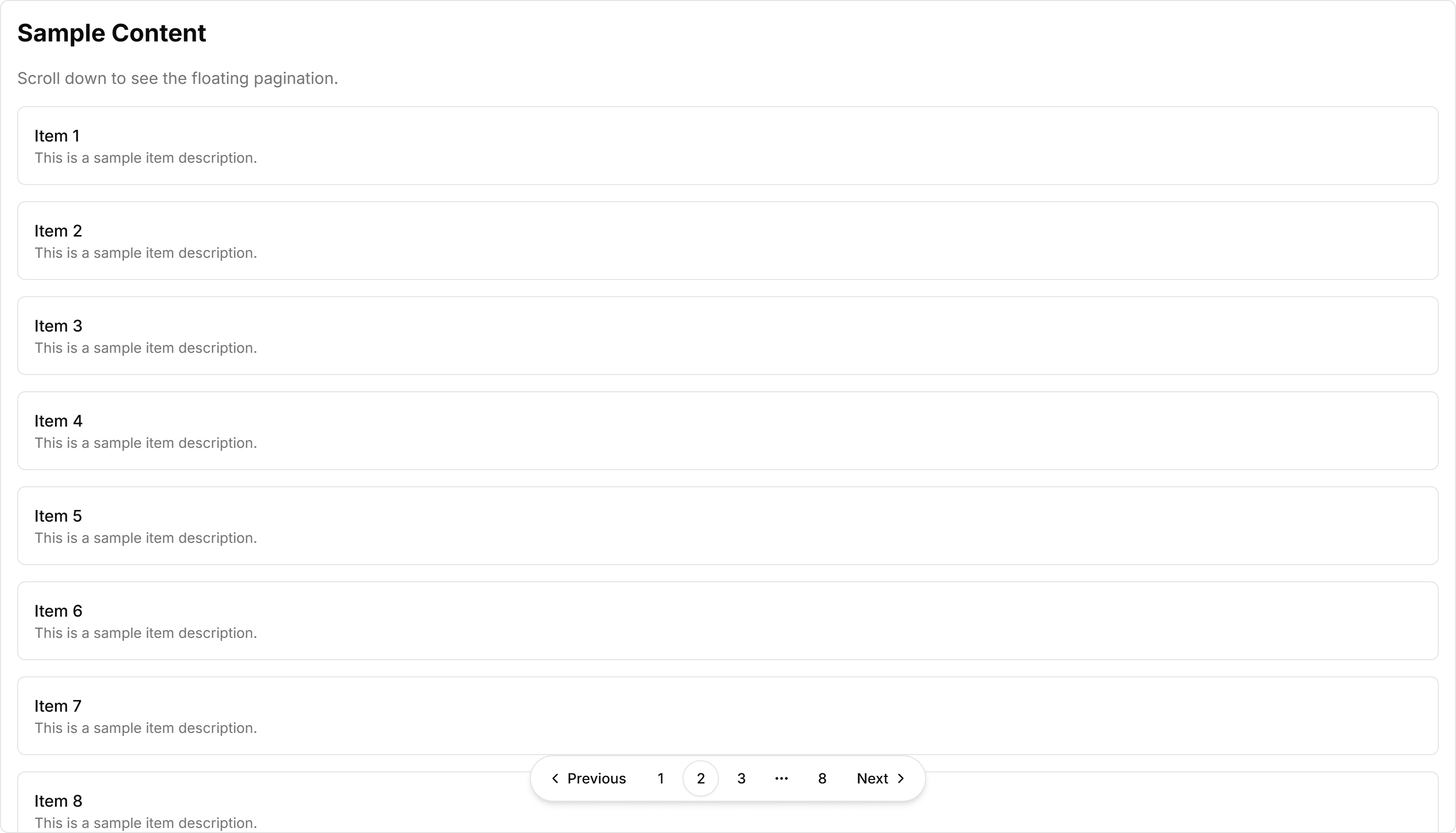 Components Pagination: Floating Pagination