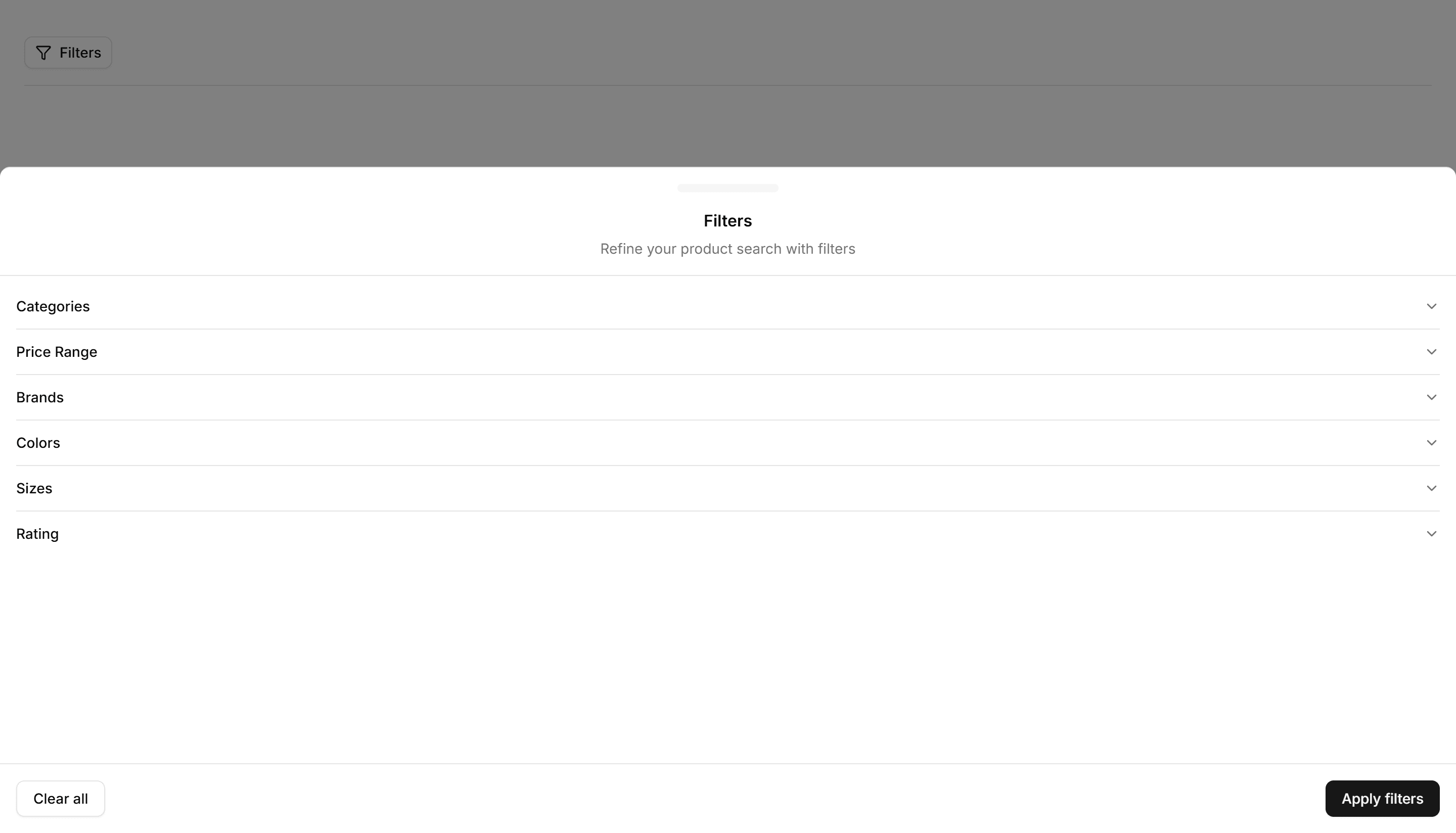 Ecommerce Category Filter: Filter Drawer