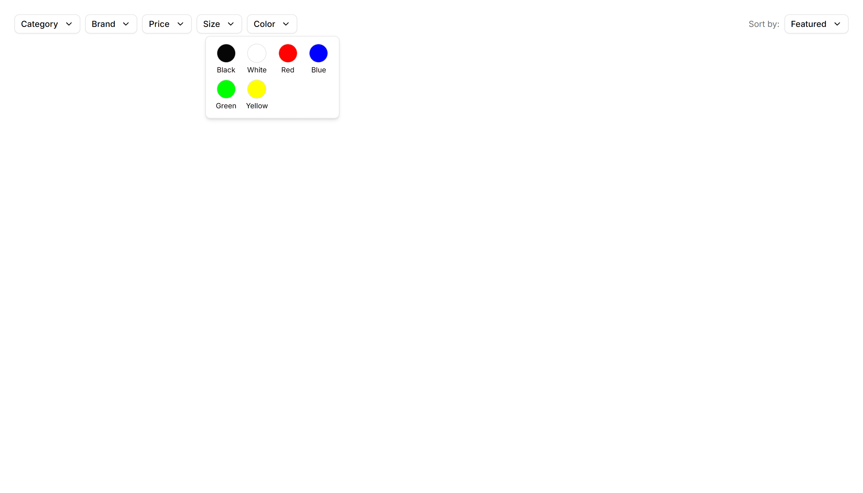 Ecommerce Category Filter: Horizontal Filters