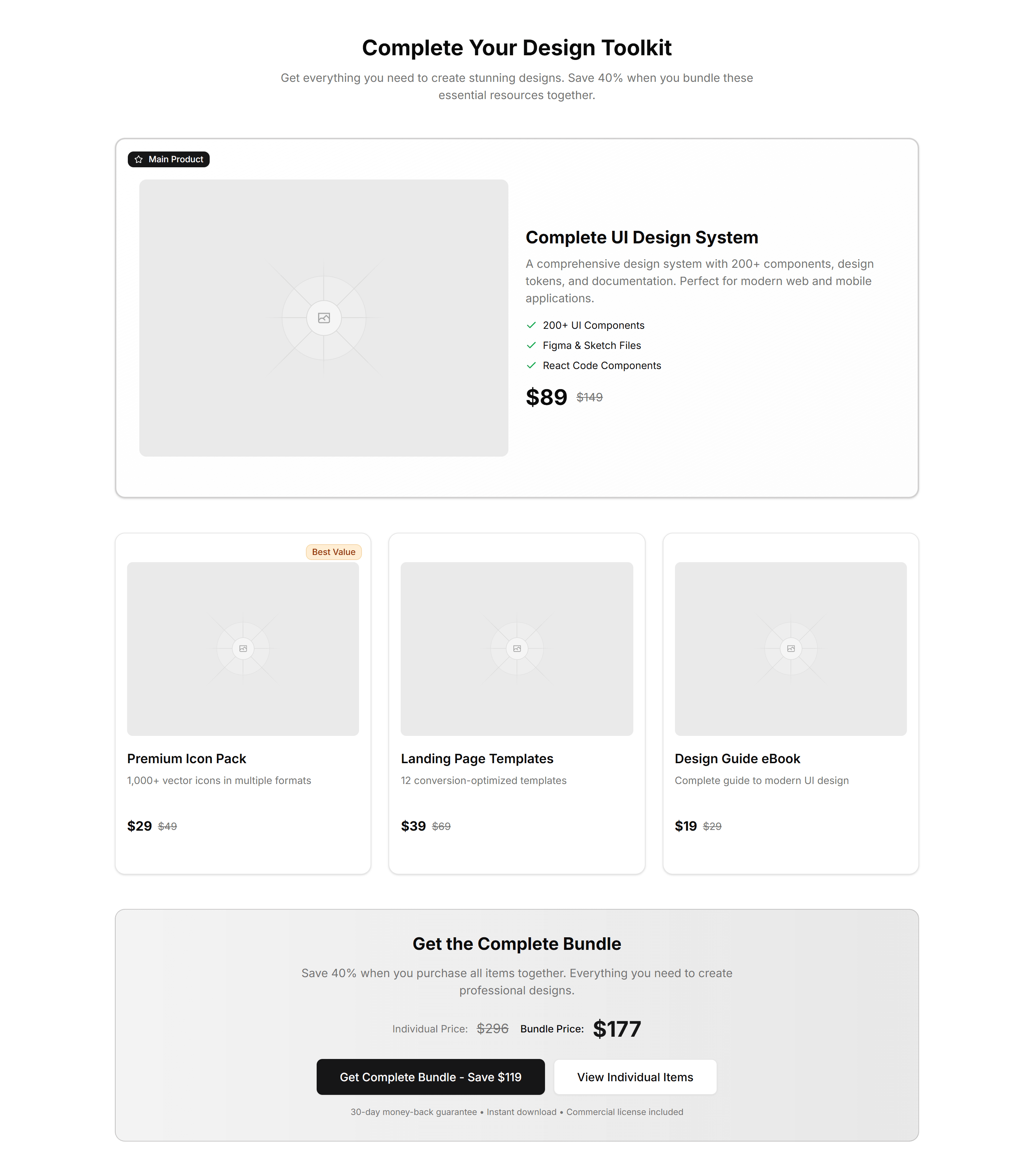 Ecommerce Bundle Upsell: Minimalist Grid