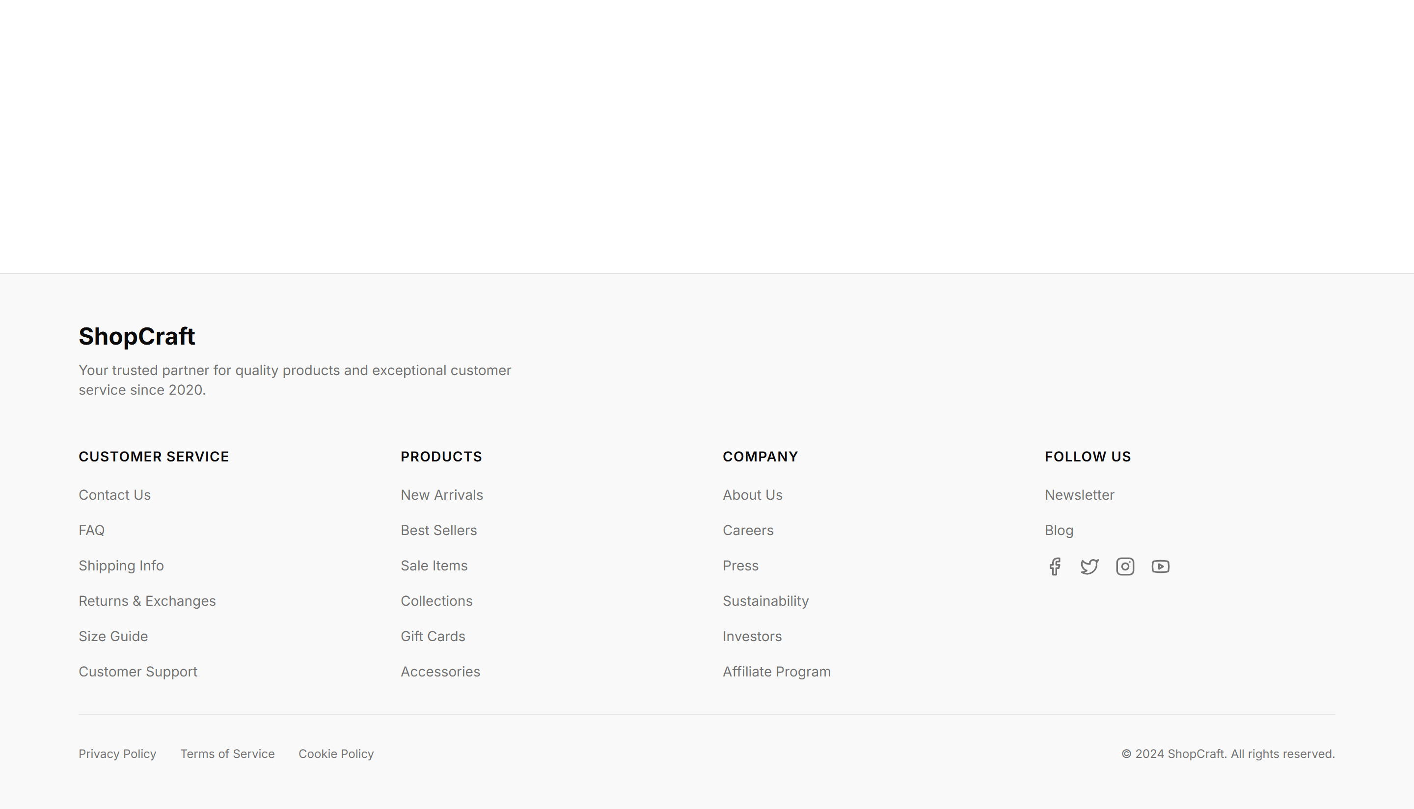 Ecommerce Footer: Multi Column
