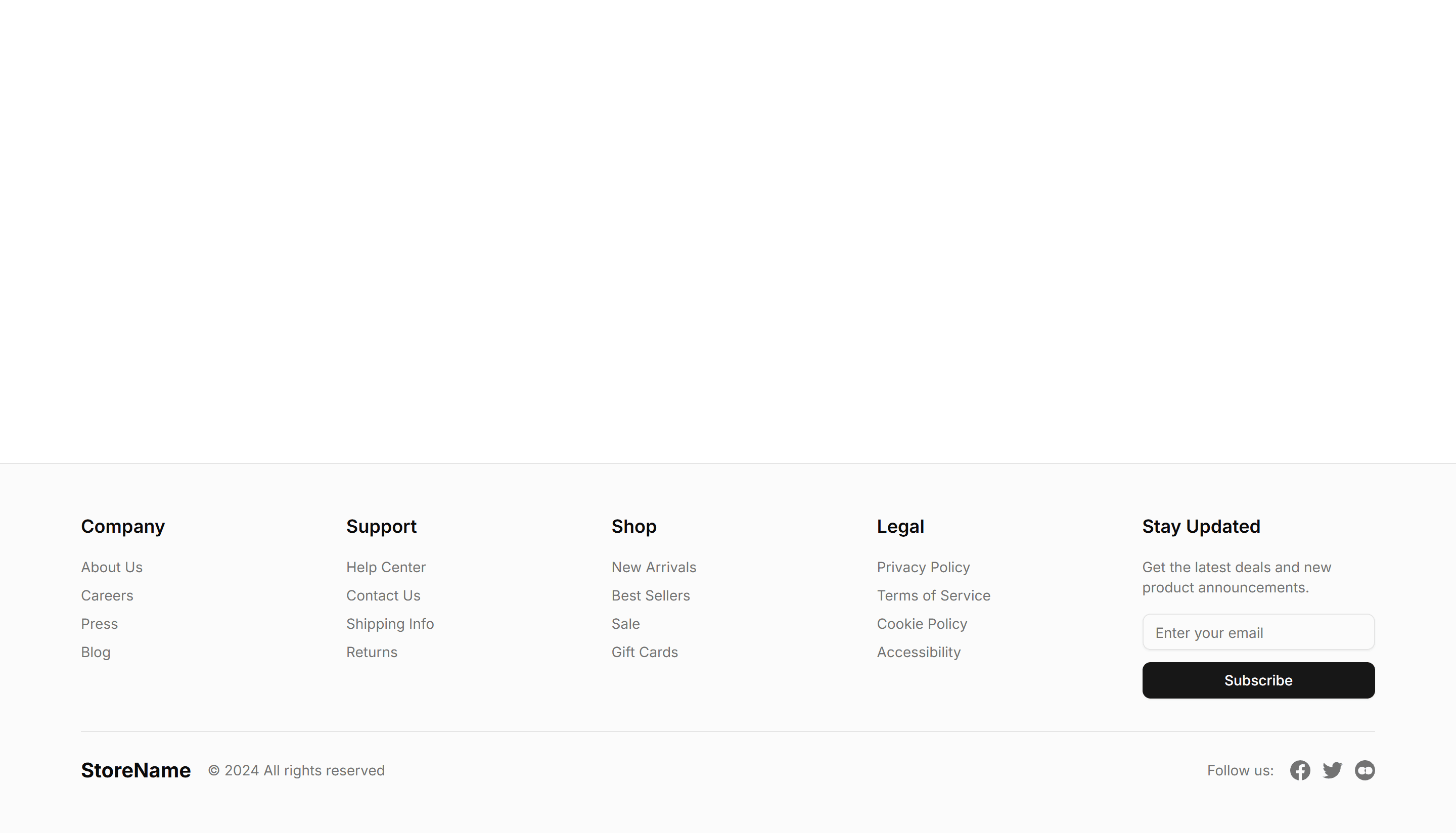 Ecommerce Footer: With Newsletter