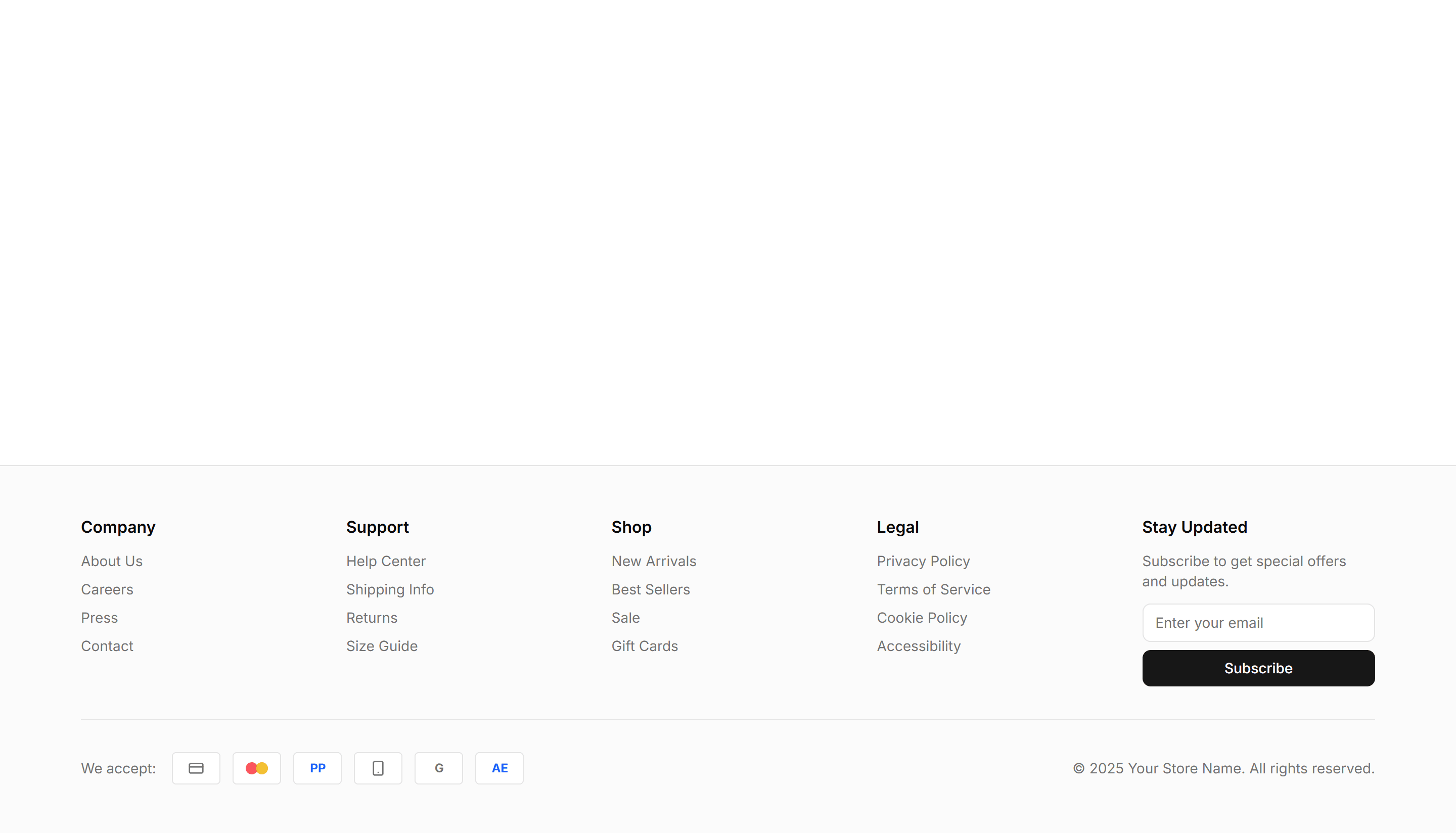Ecommerce Footer: With Payments