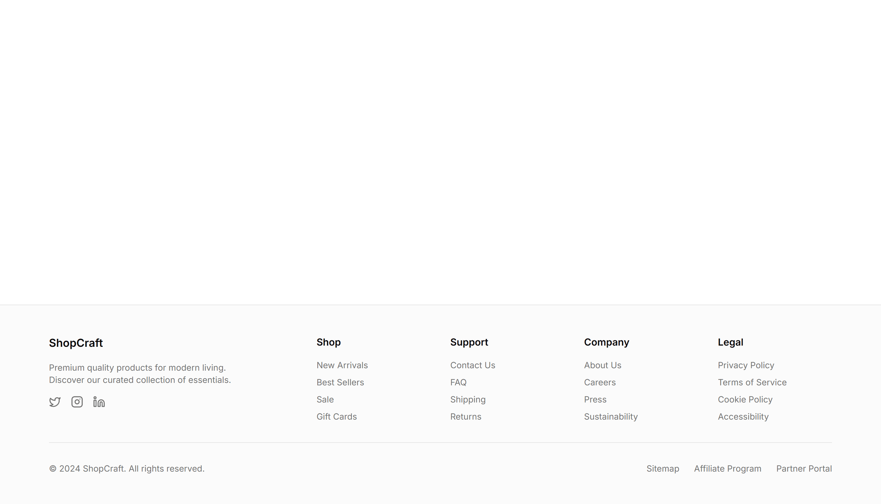 Ecommerce Footer: With Socials