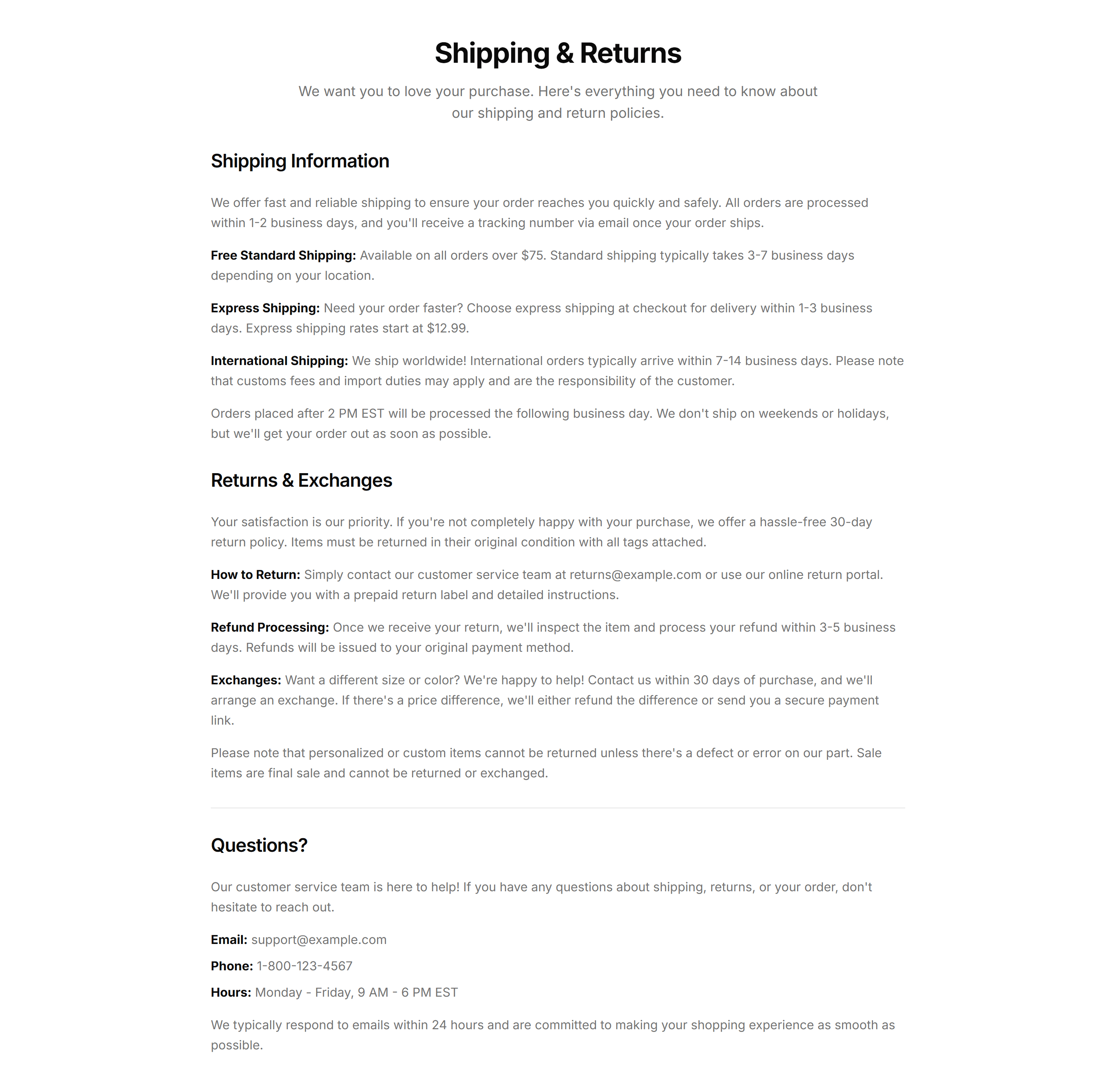 Ecommerce Shipping Return: Full Text