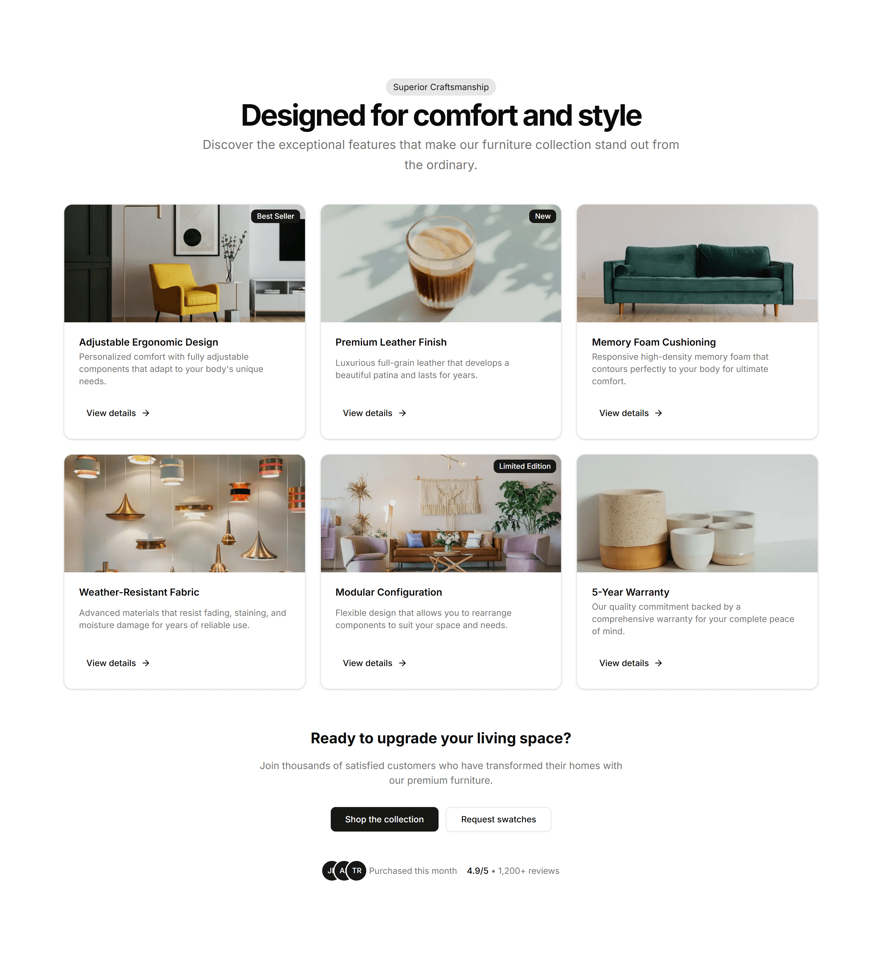 Ecommerce Product Feature: Animated Features Grid