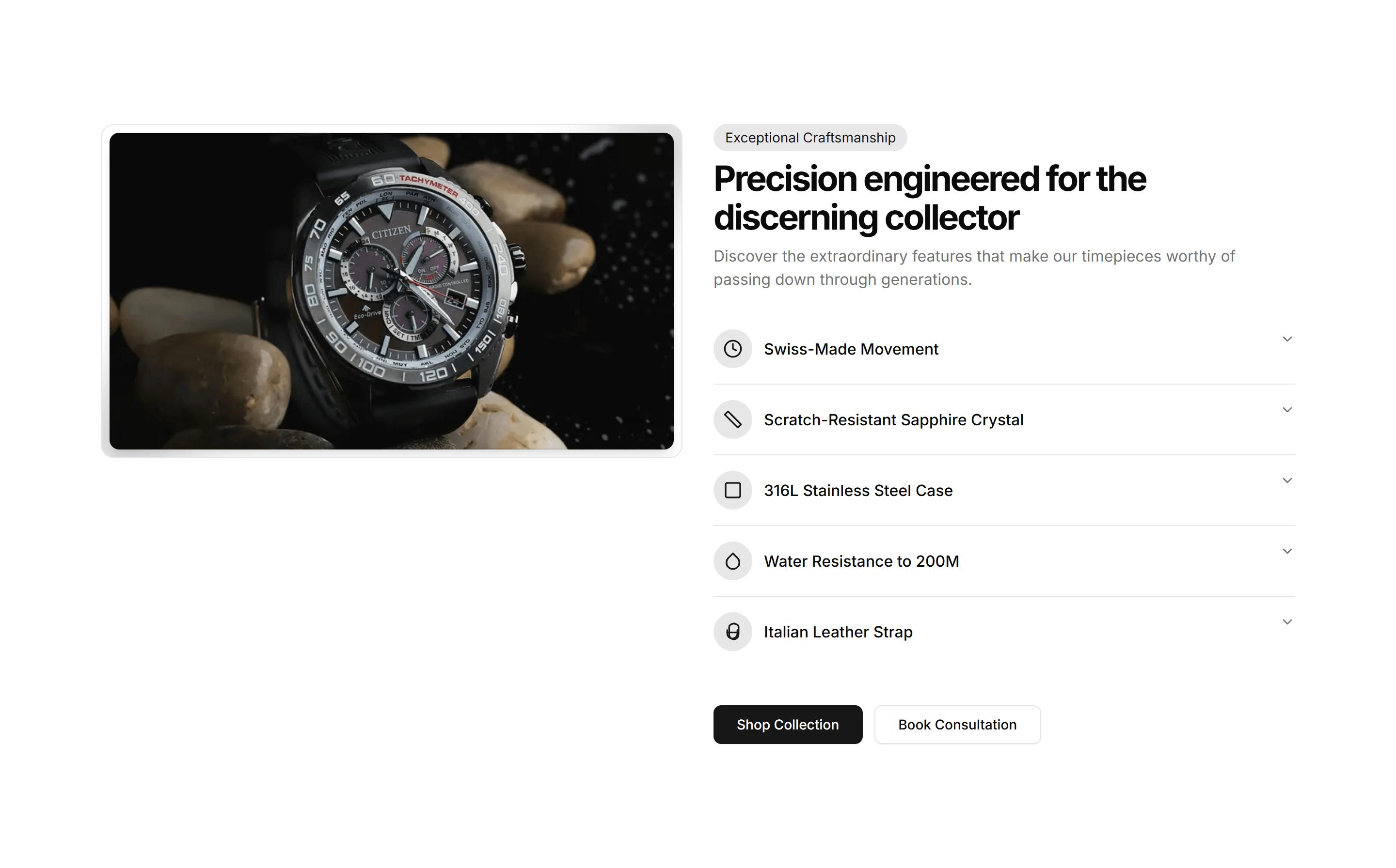 Ecommerce Product Feature: Feature Accordion