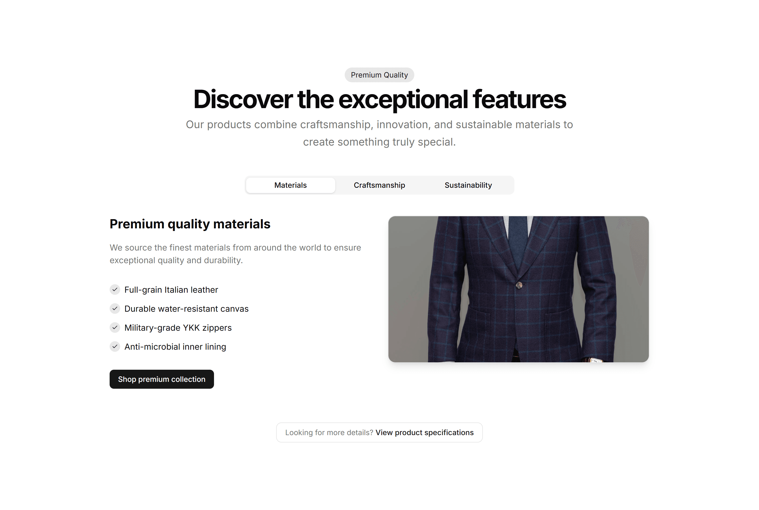 Ecommerce Product Feature: Interactive Feature Tabs