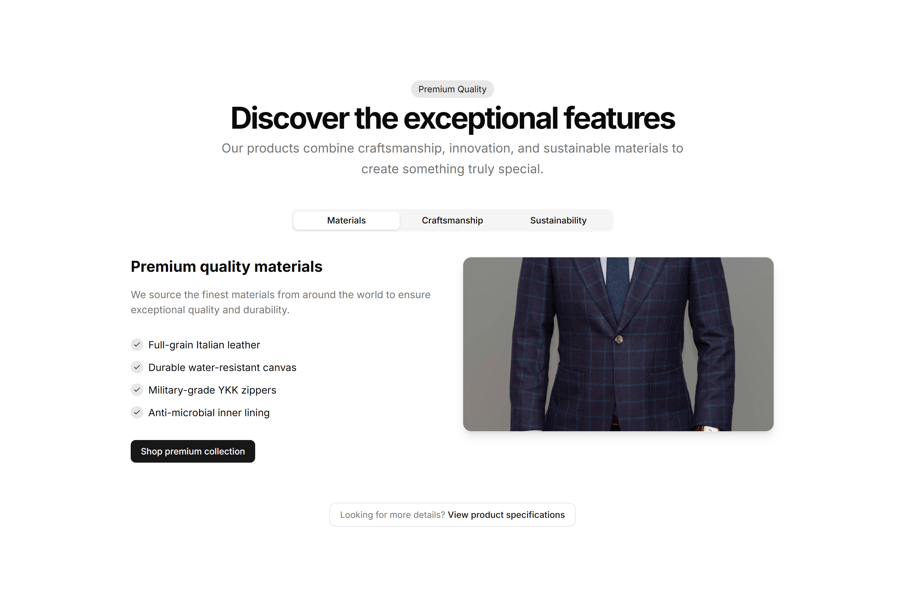 Ecommerce Product Feature: Interactive Feature Tabs