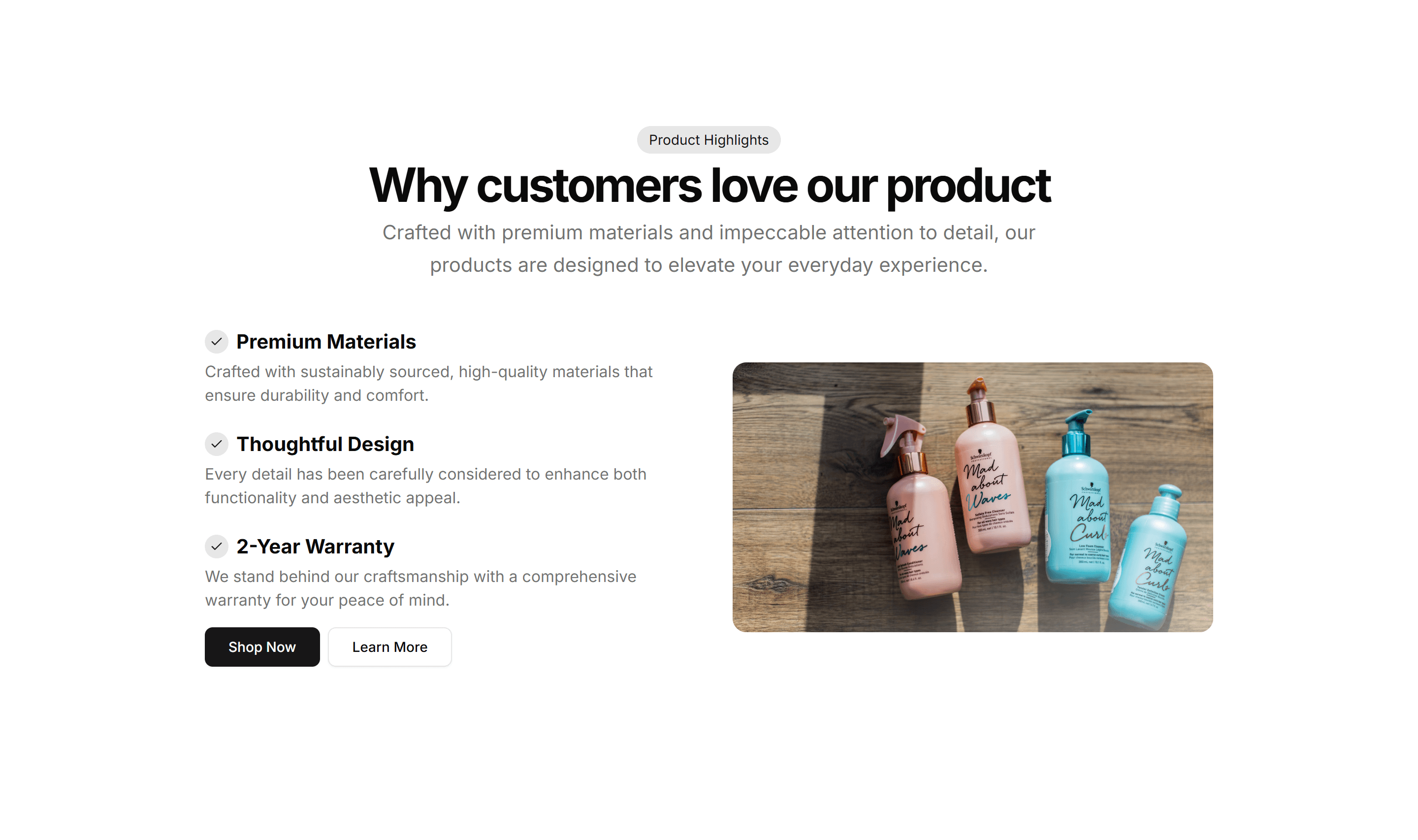 Ecommerce Product Feature: Simple Feature Grid