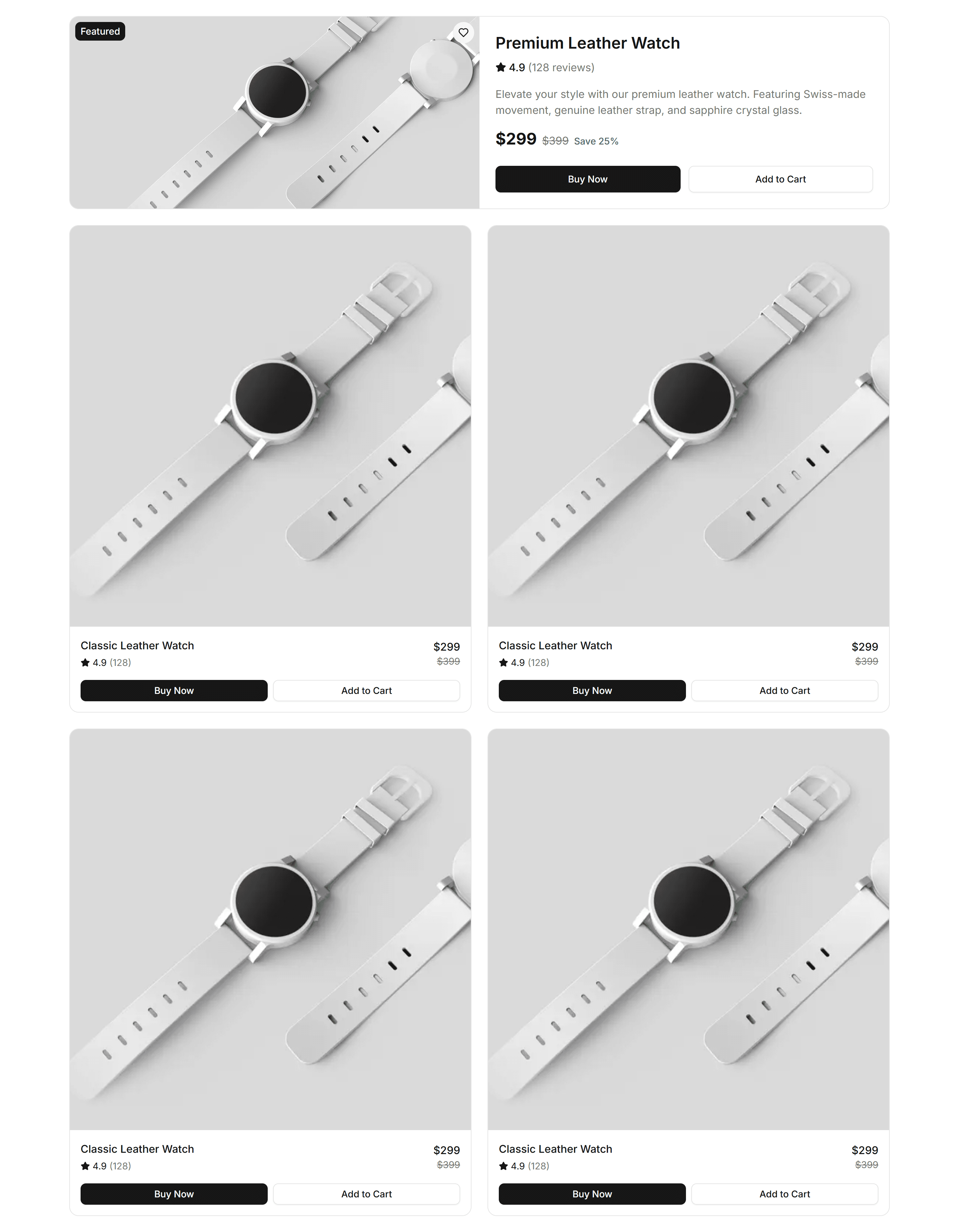 Ecommerce Product List: Featured List