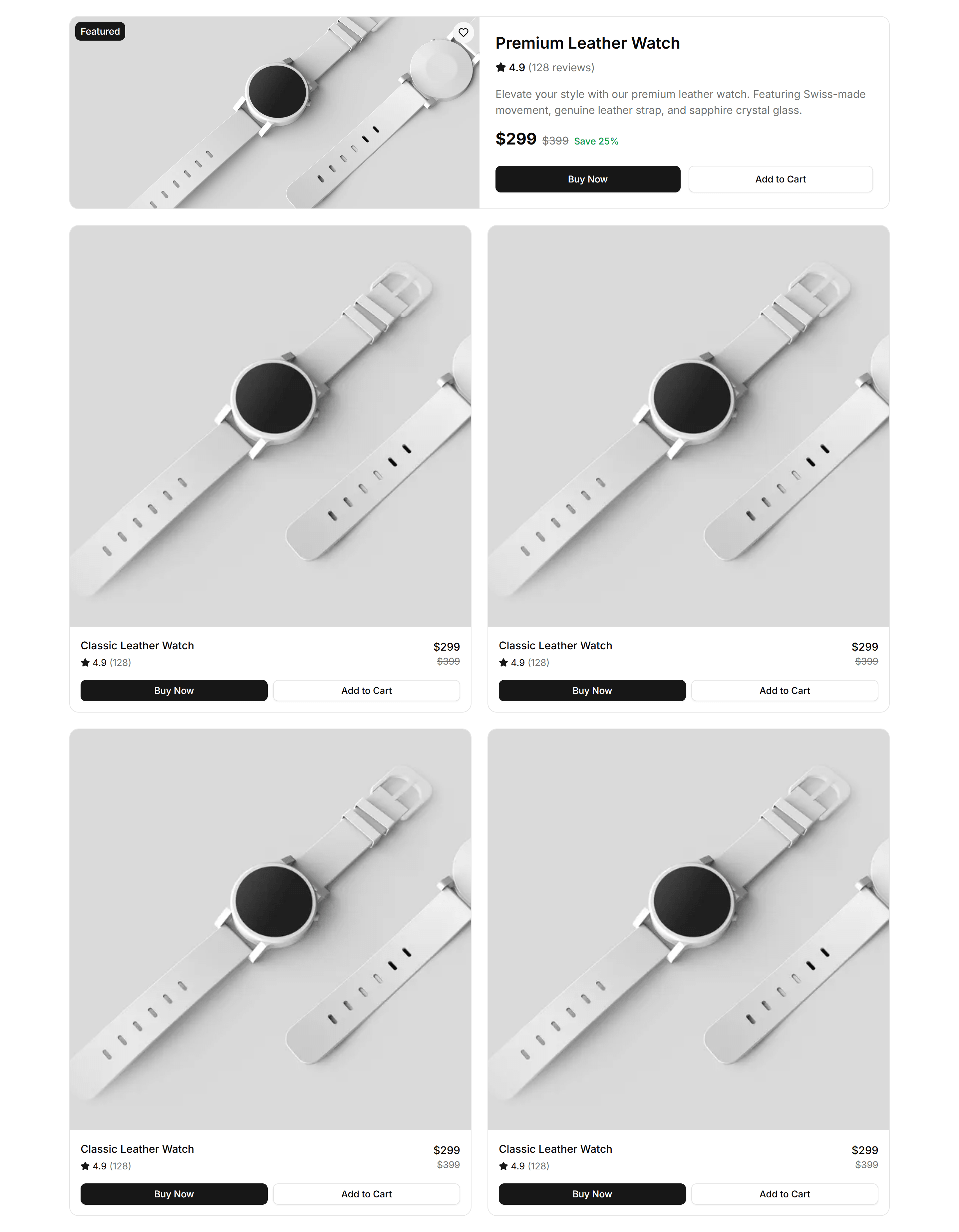 Ecommerce Product List: Featured List