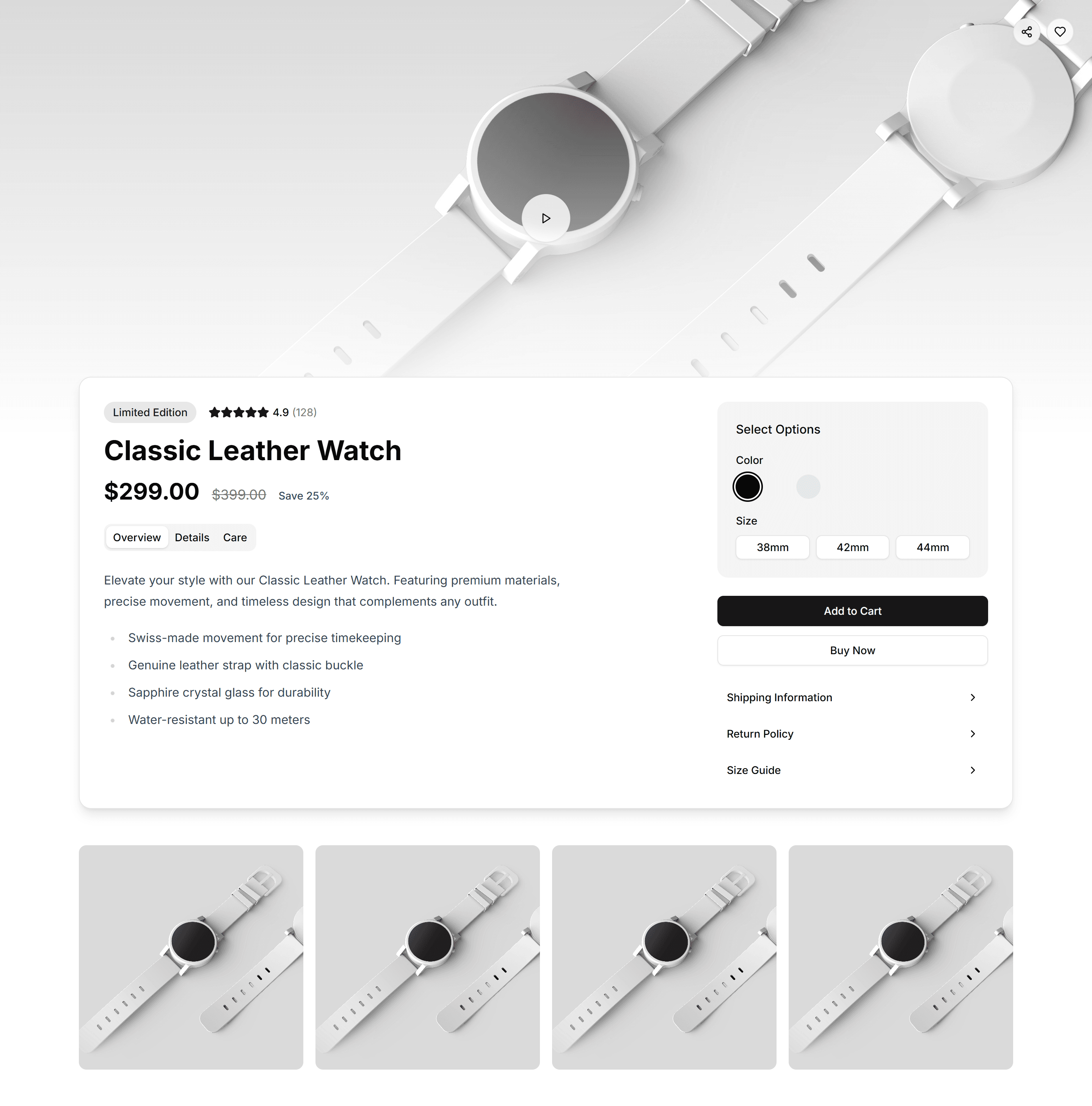 Ecommerce Product Overview: Immersive Overview